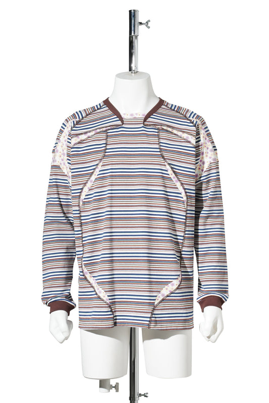 SPORT JERSEY LONG SLEEVE / WHITE & BROWN STRIPES