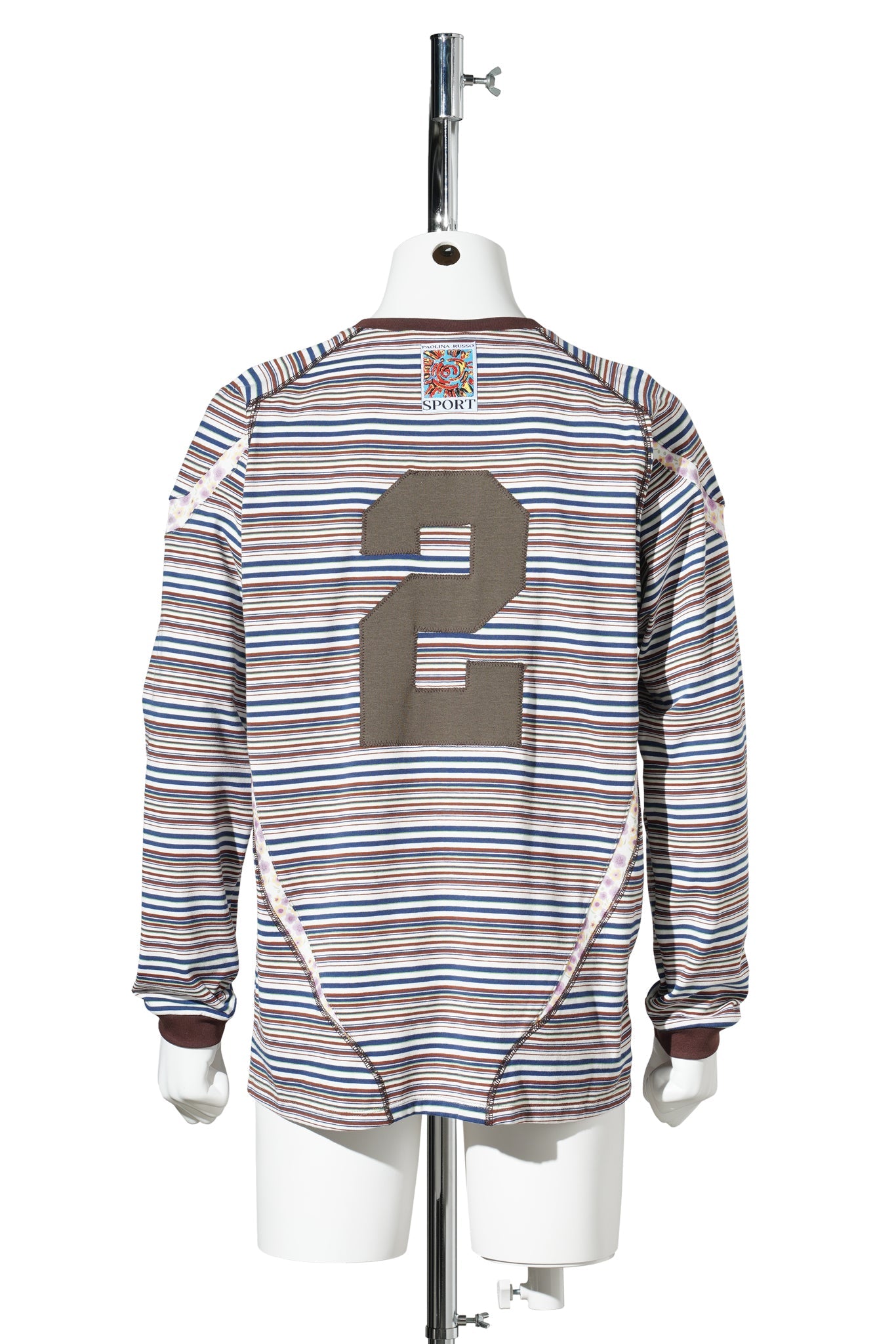 SPORT JERSEY LONG SLEEVE / WHITE & BROWN STRIPES