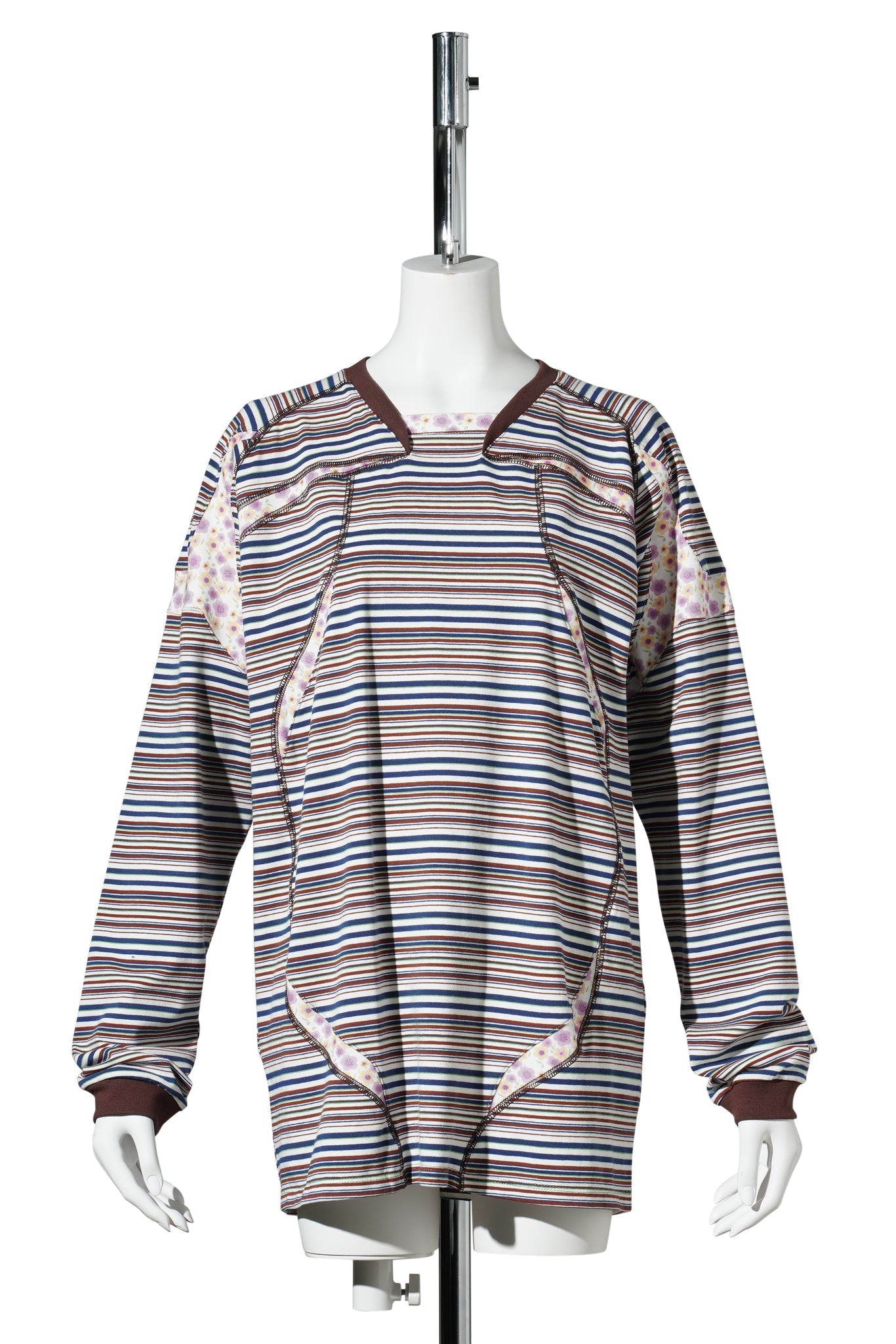 SPORT JERSEY LONG SLEEVE / WHITE & BROWN STRIPES