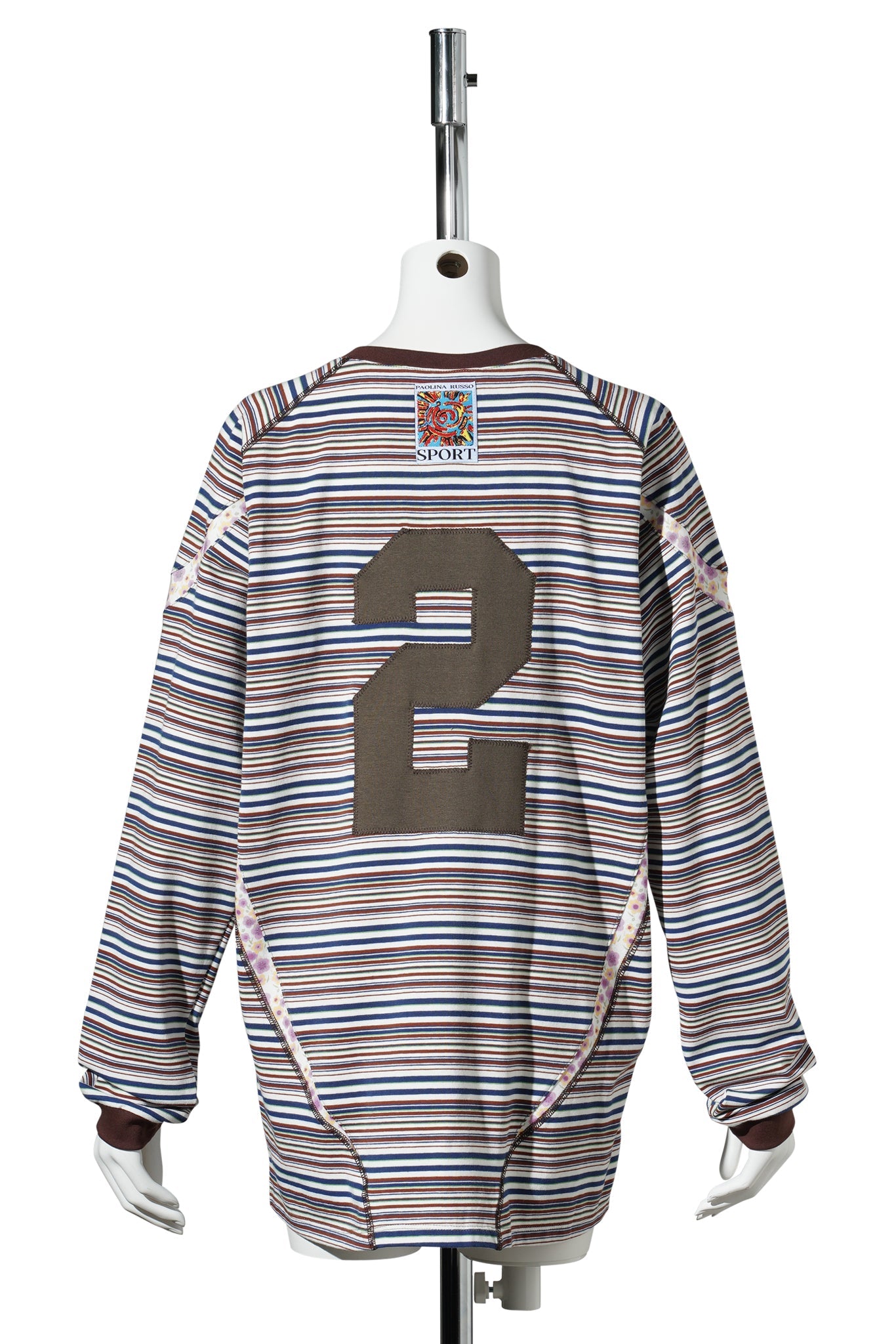 SPORT JERSEY LONG SLEEVE / WHITE & BROWN STRIPES