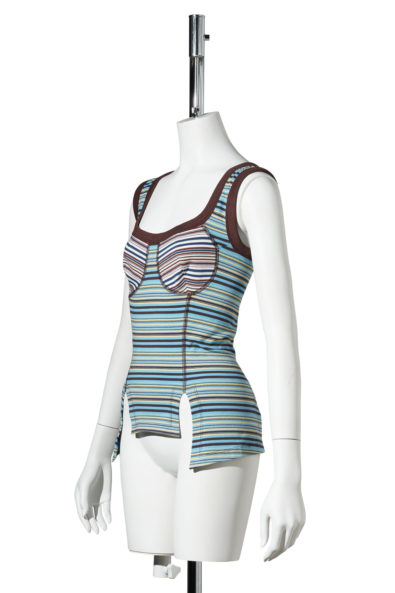 JERSEY CORSET / BLUE & BROWN STRIPES