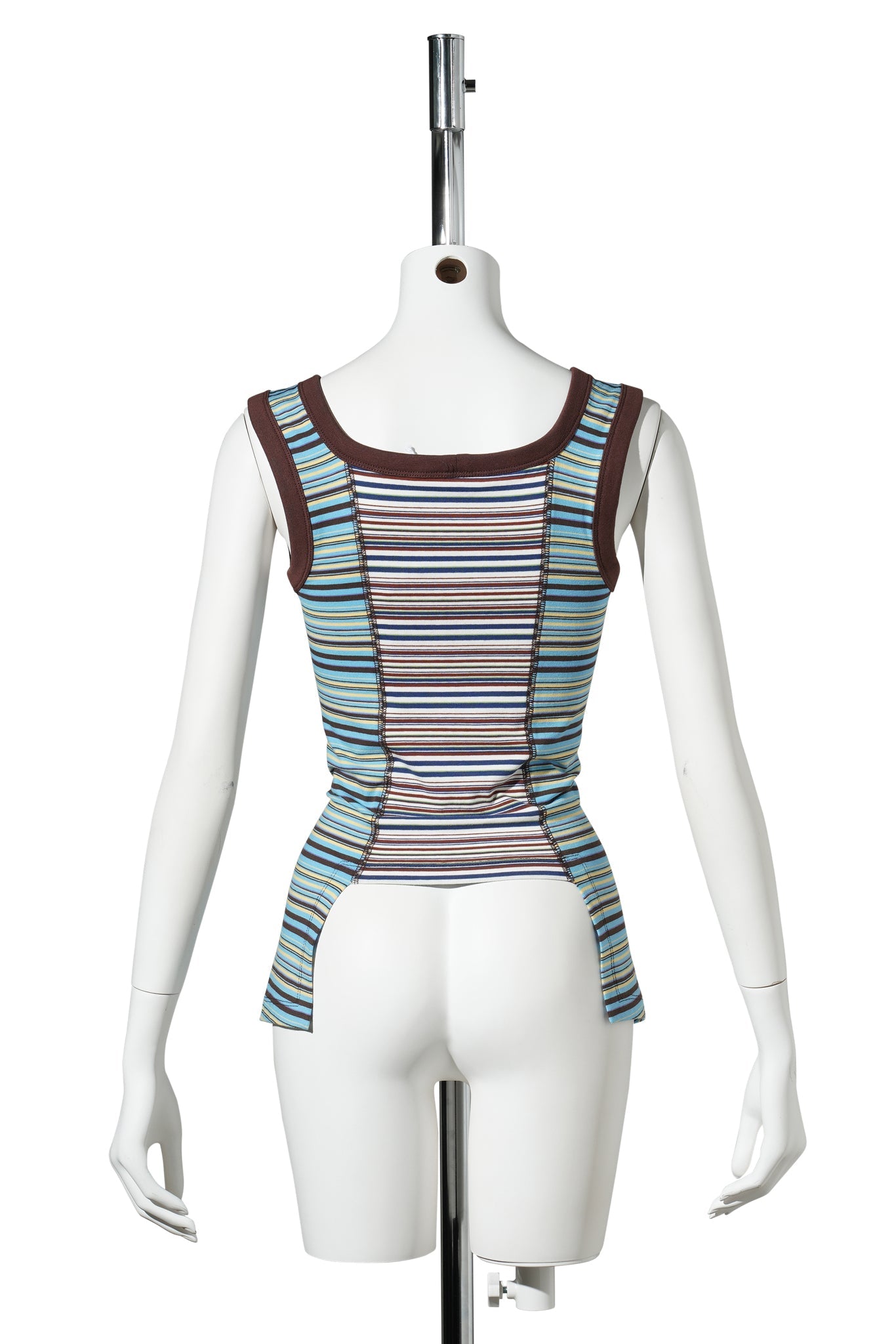 JERSEY CORSET / BLUE & BROWN STRIPES