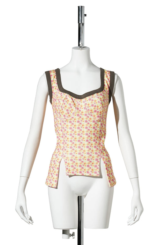 JERSEY CORSET / PINK/CREAM FLOWER