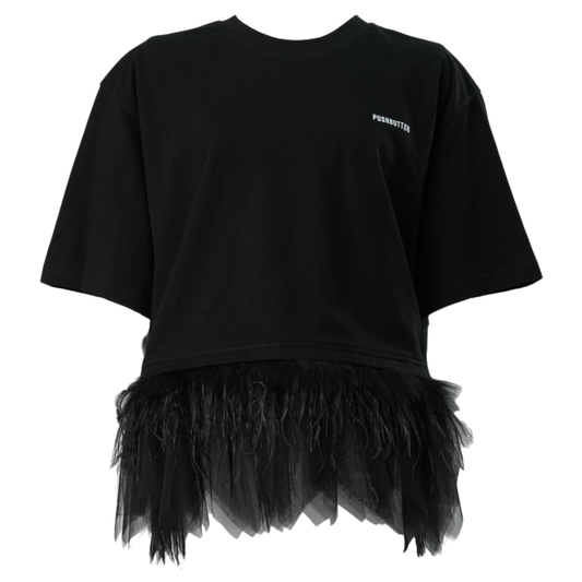 VOLUMED HEM POINT TOP / BLACK