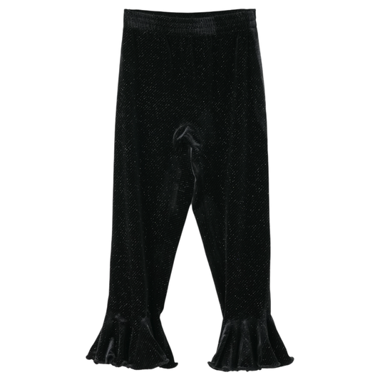 RUFFLE HEM CAPRI PANTS / BLACK