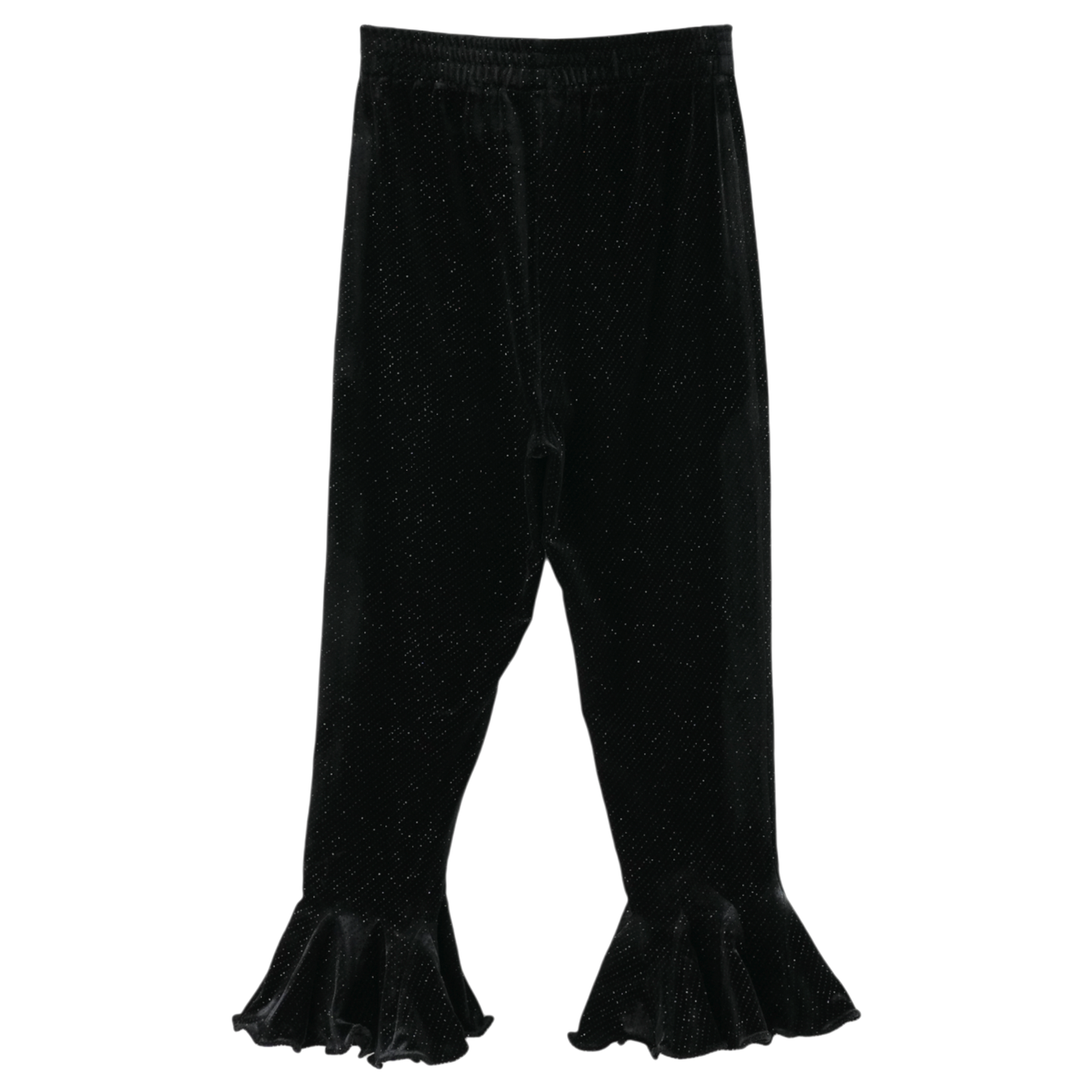 RUFFLE HEM CAPRI PANTS / BLACK