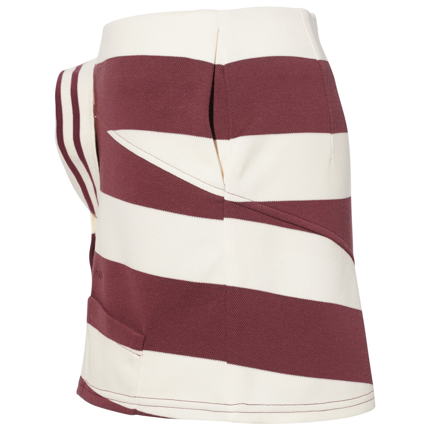 WINE PIQUE COLLAR FRONT SKIRT / WINE/STRIPE