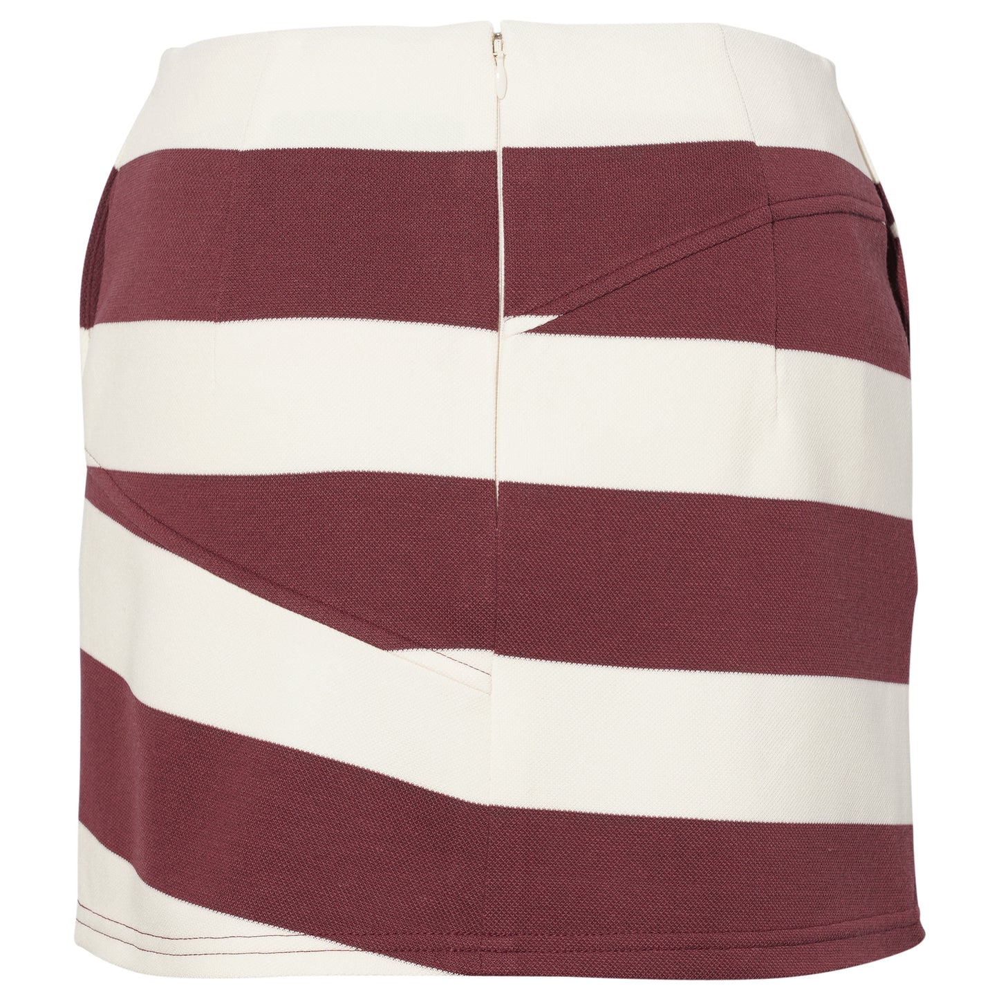 WINE PIQUE COLLAR FRONT SKIRT / WINE/STRIPE