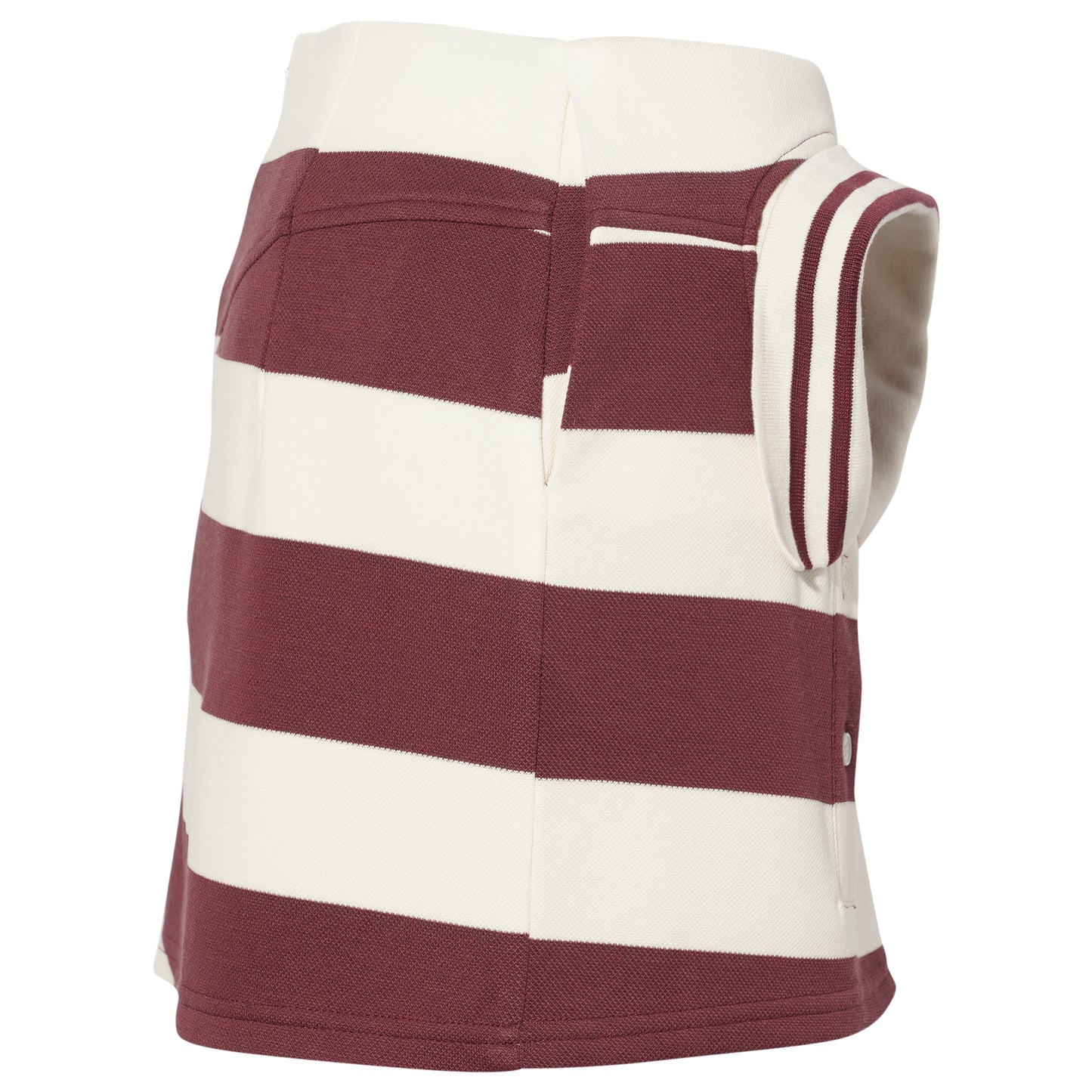 WINE PIQUE COLLAR FRONT SKIRT / WINE/STRIPE