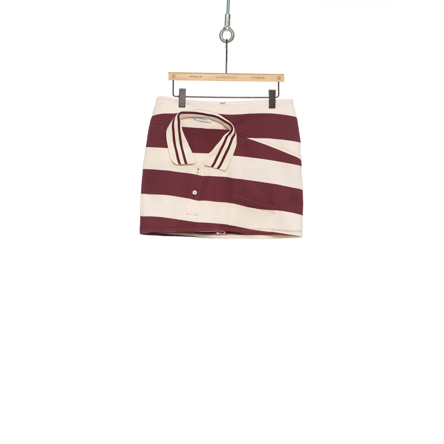 WINE PIQUE COLLAR FRONT SKIRT / WINE/STRIPE