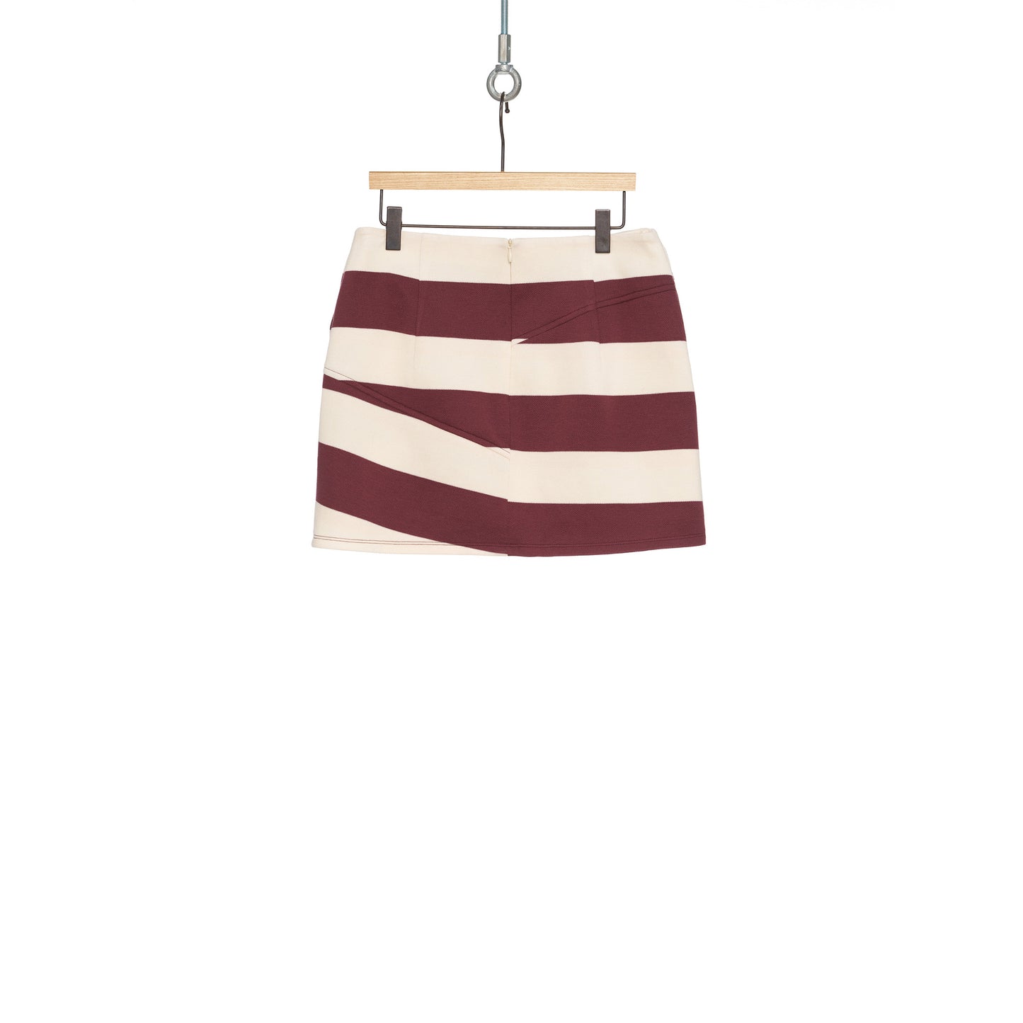 WINE PIQUE COLLAR FRONT SKIRT / WINE/STRIPE