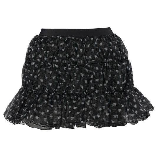 PUSH-SKULL SHIRRING MINI SKIRT / BLACK/PATTERN