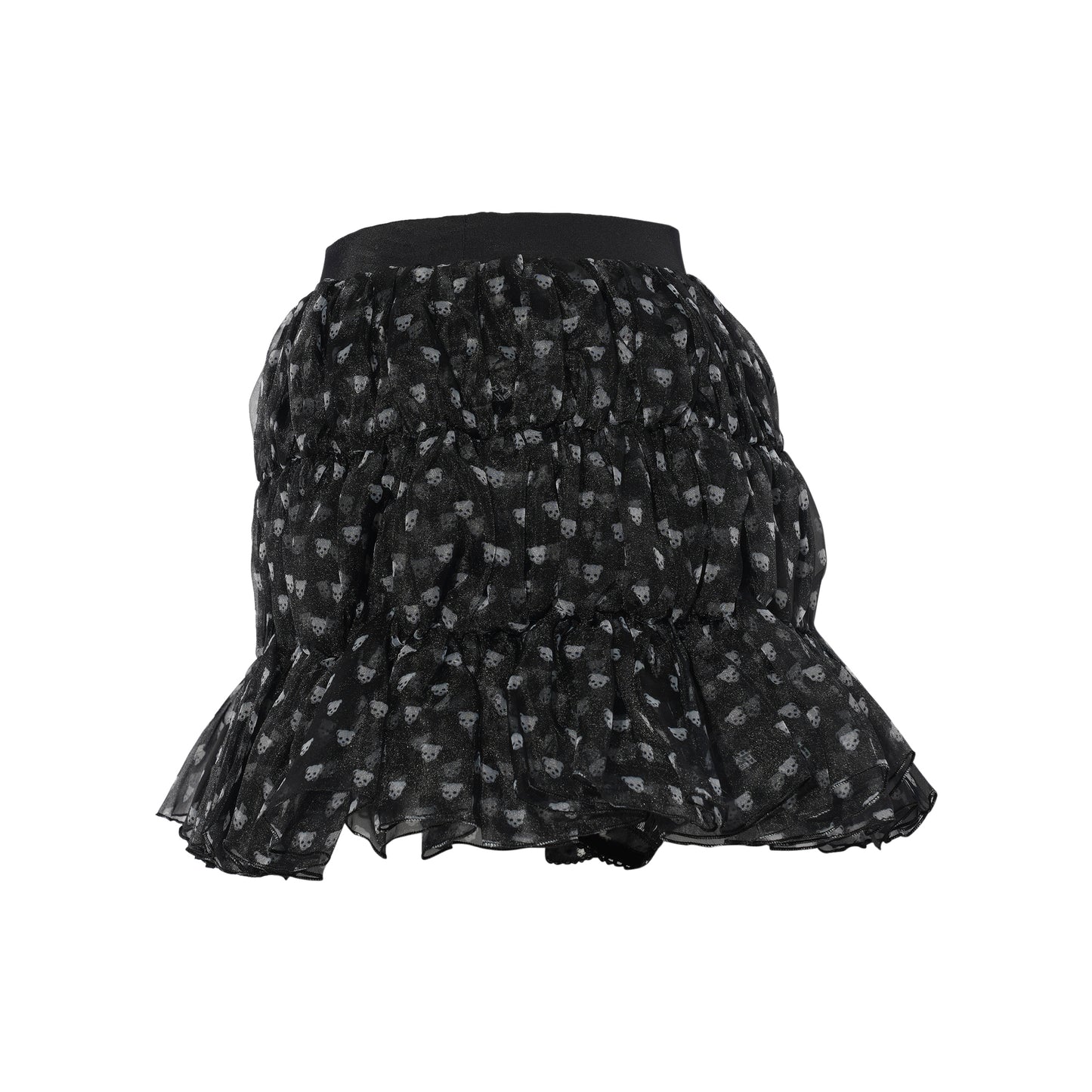 PUSH-SKULL SHIRRING MINI SKIRT / BLACK/PATTERN