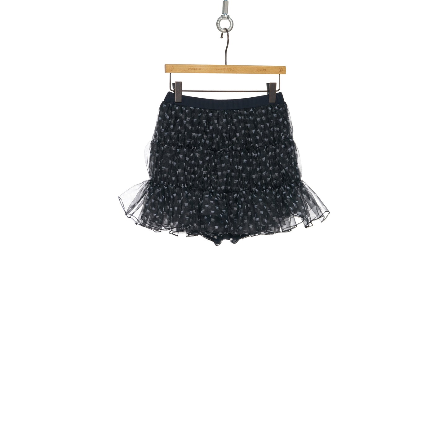 PUSH-SKULL SHIRRING MINI SKIRT / BLACK/PATTERN