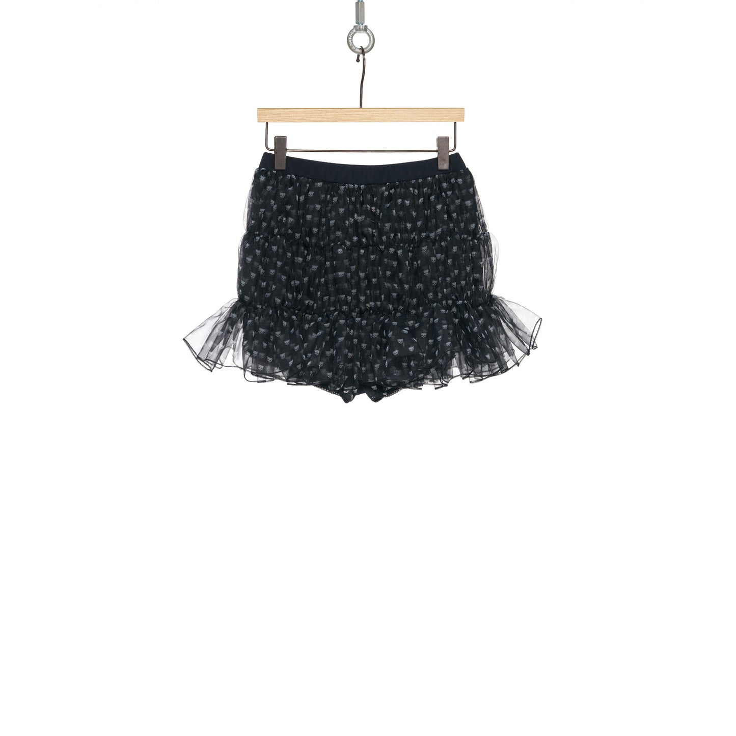 PUSH-SKULL SHIRRING MINI SKIRT / BLACK/PATTERN