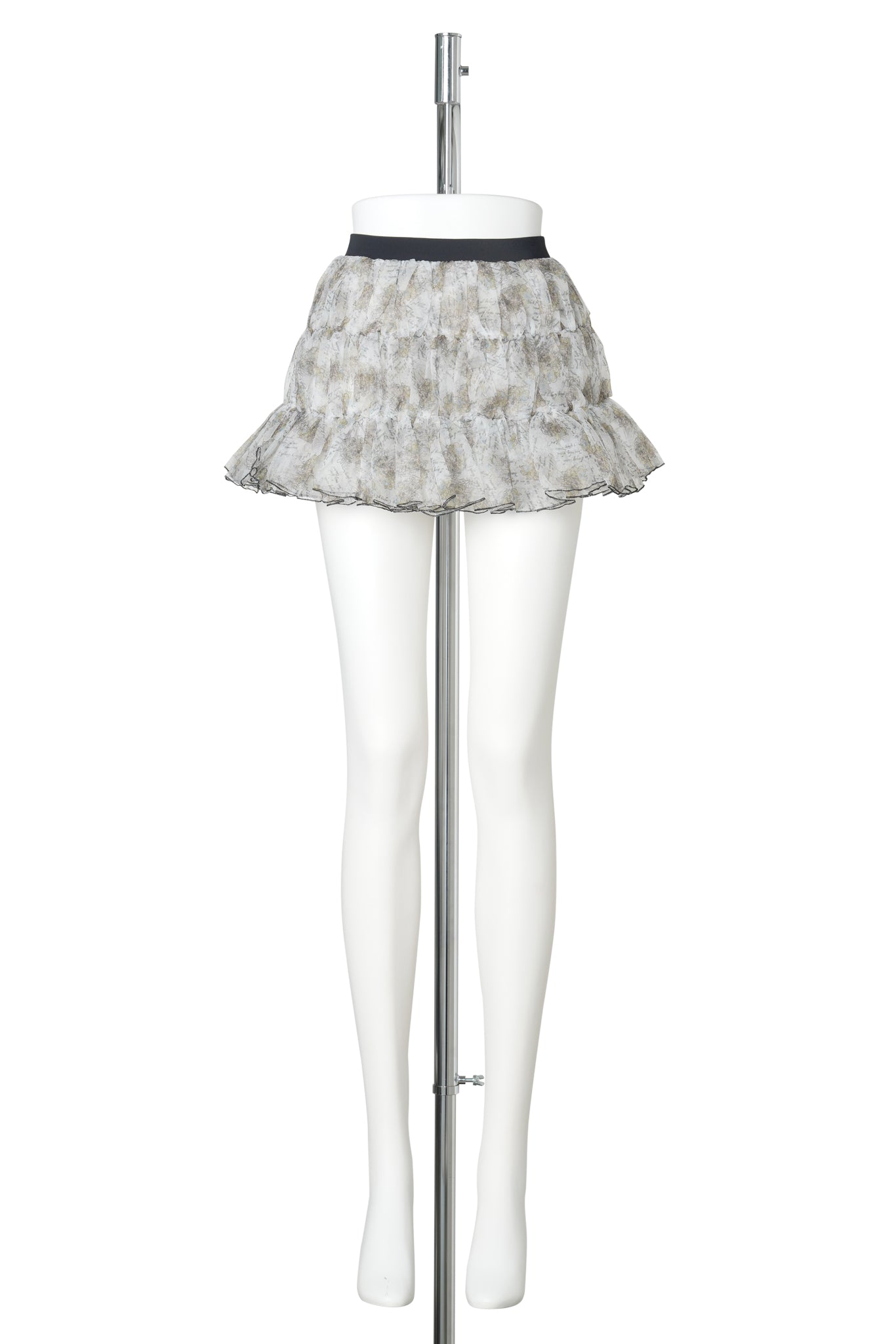 CRYING GIRL SHIRRING MINI SKIRT / WHITE/PATTERN