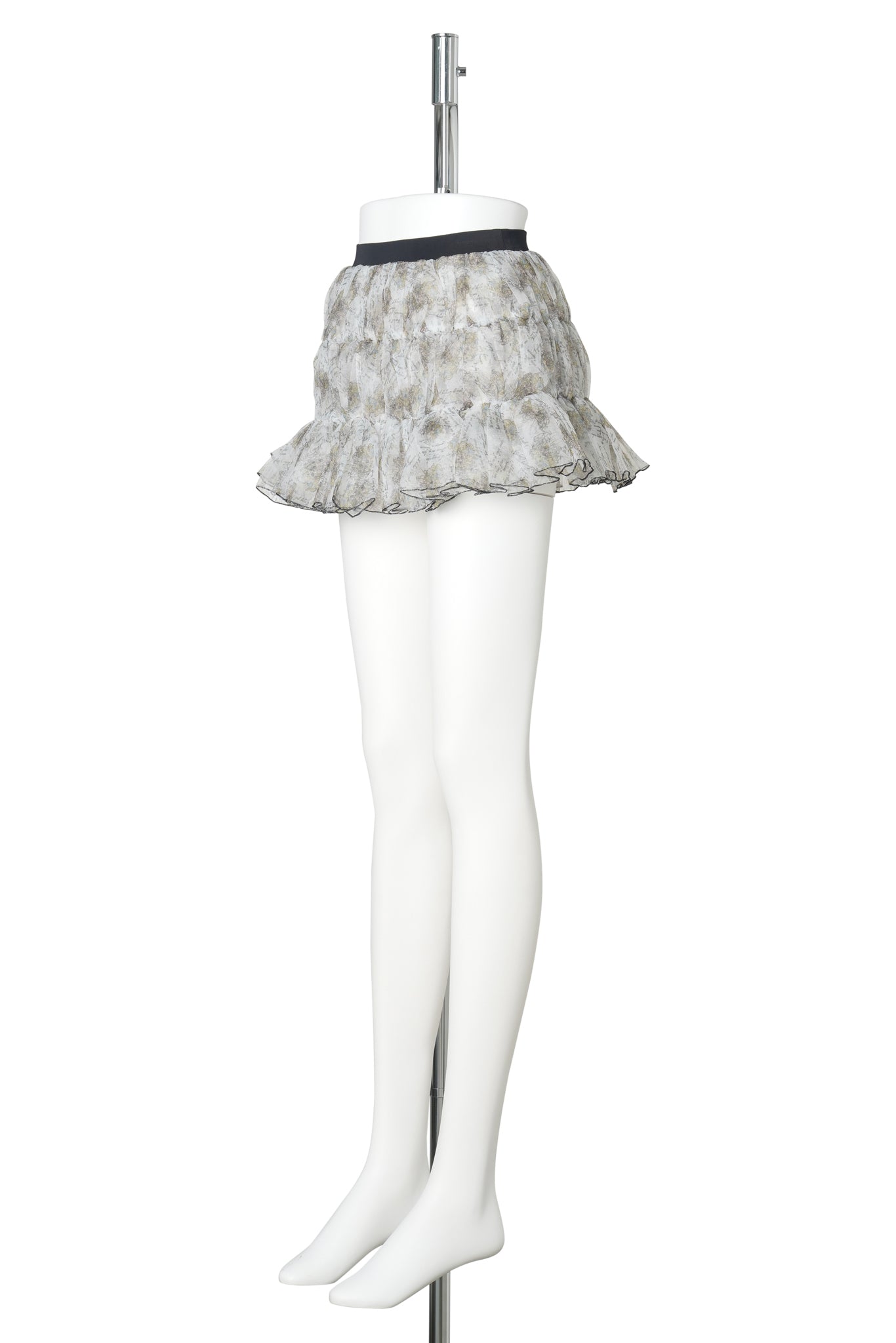 CRYING GIRL SHIRRING MINI SKIRT / WHITE/PATTERN