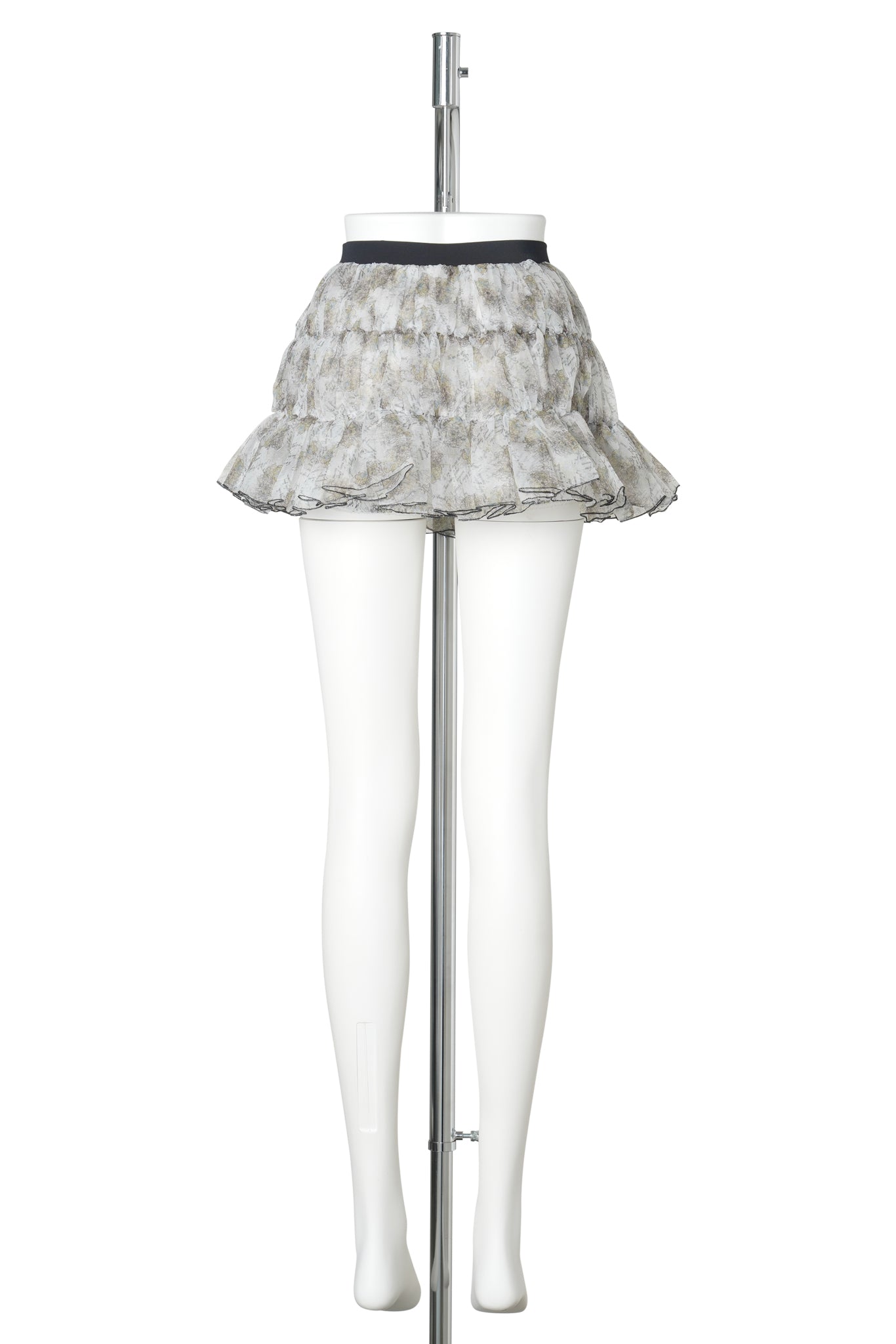 CRYING GIRL SHIRRING MINI SKIRT / WHITE/PATTERN