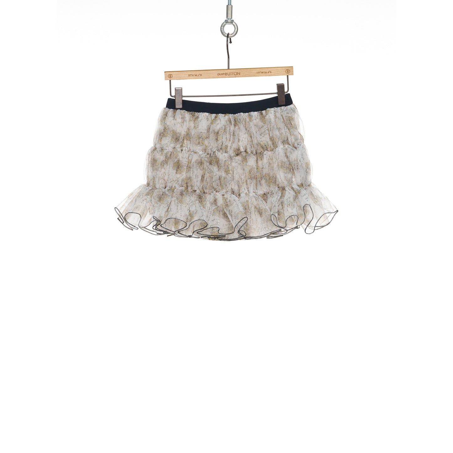 CRYING GIRL SHIRRING MINI SKIRT / WHITE/PATTERN