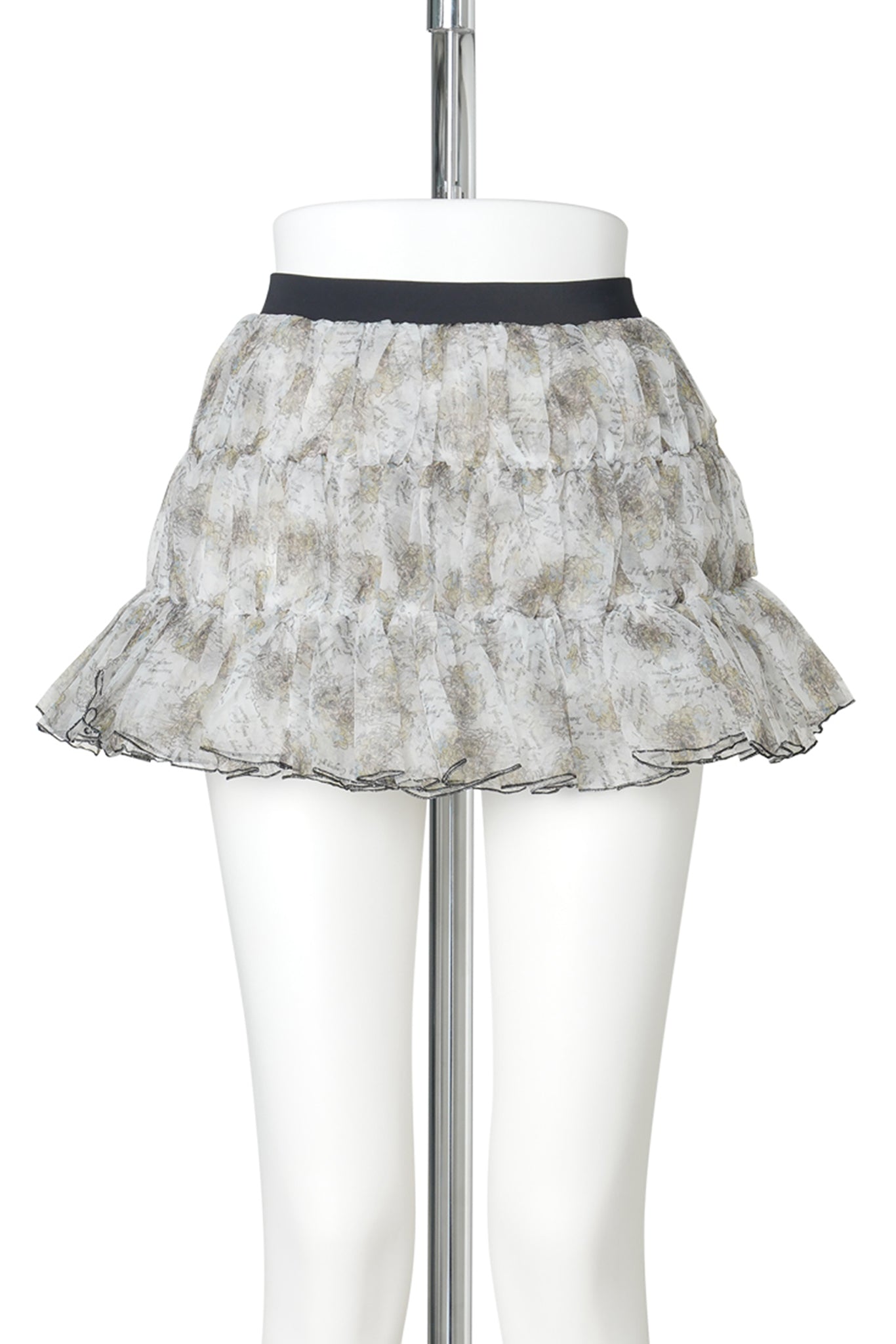 CRYING GIRL SHIRRING MINI SKIRT / WHITE/PATTERN