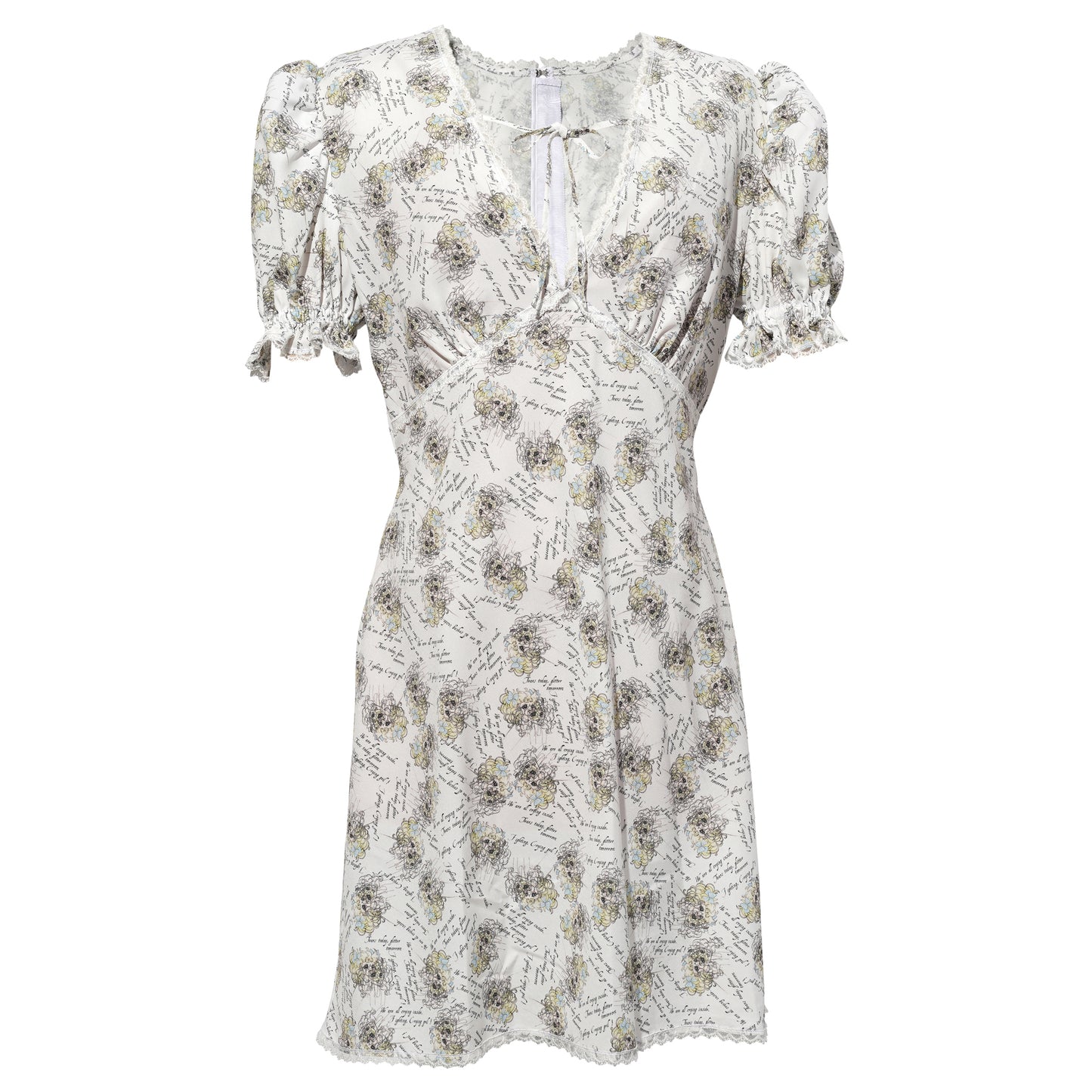 CRYING GIRL PRINTED LACE DRESS / WHITE/PATTERN