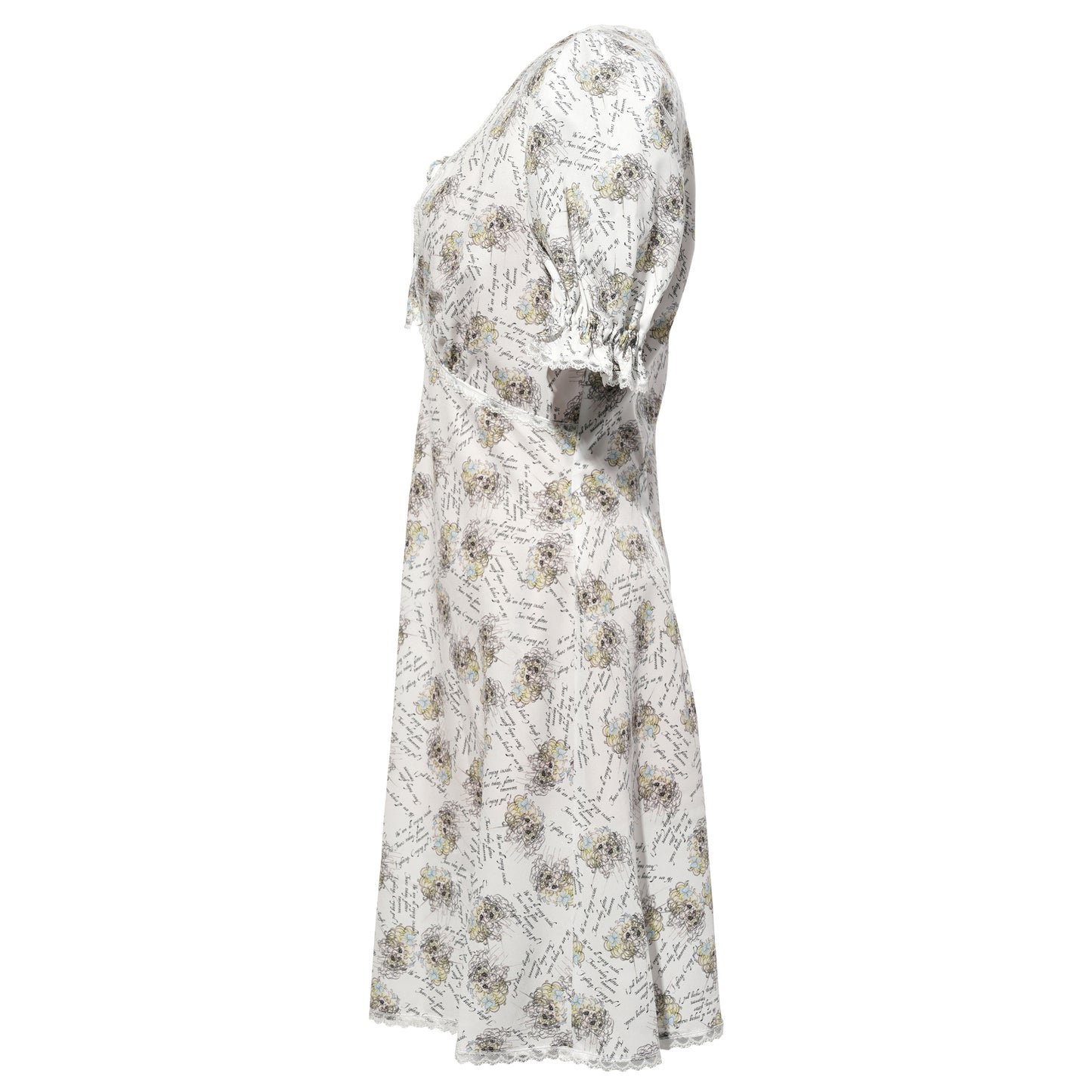 CRYING GIRL PRINTED LACE DRESS / WHITE/PATTERN