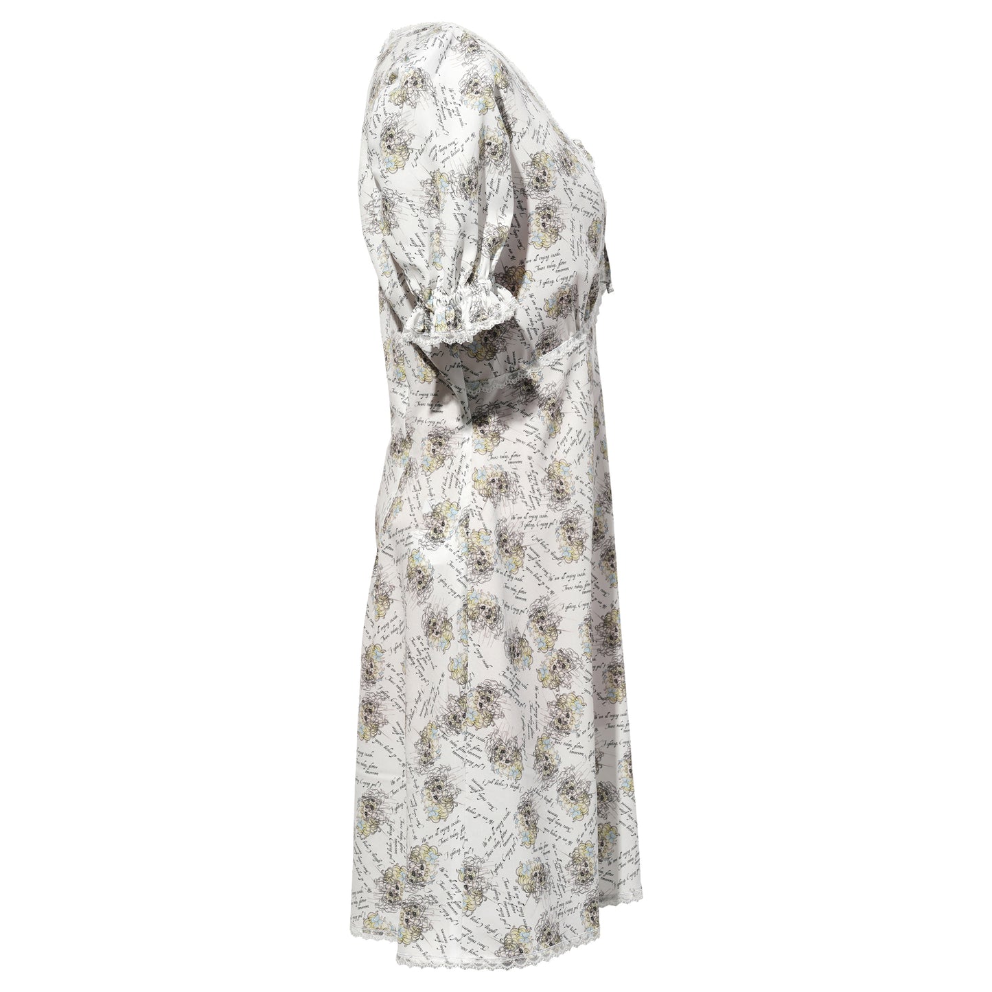 CRYING GIRL PRINTED LACE DRESS / WHITE/PATTERN