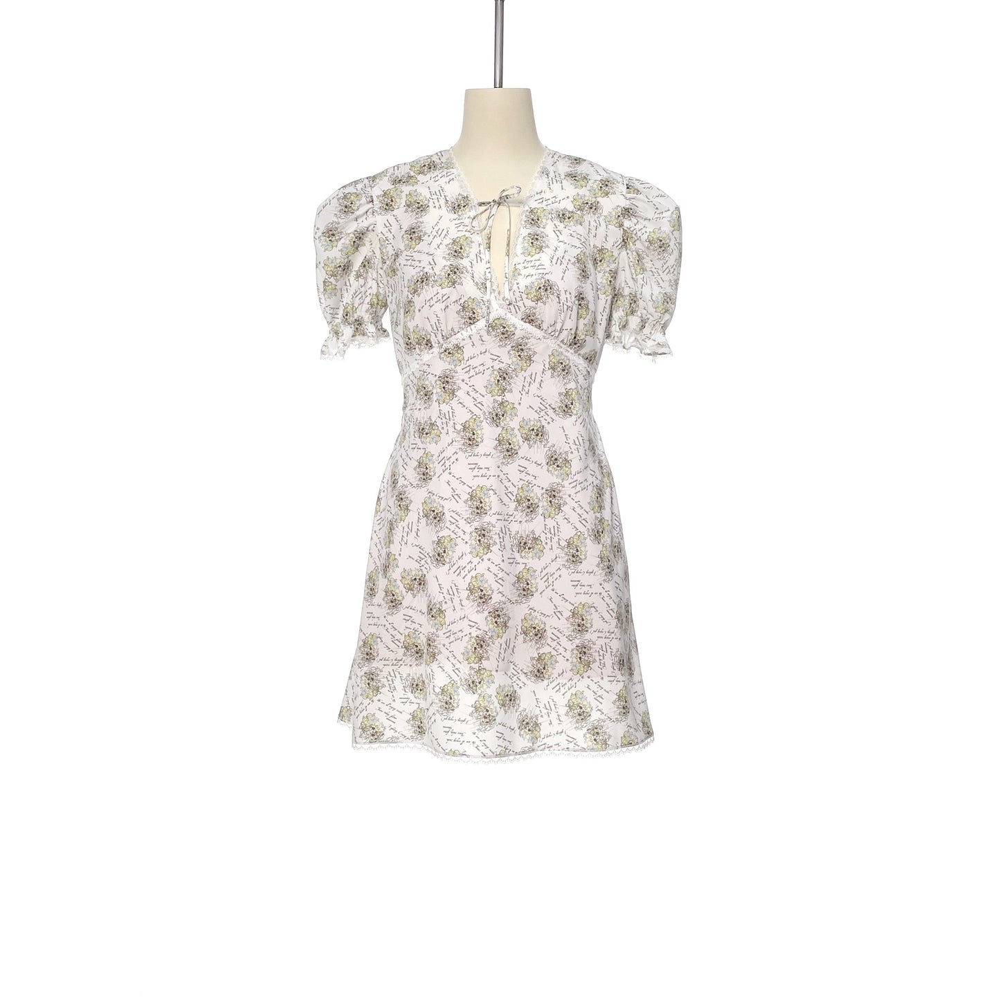 CRYING GIRL PRINTED LACE DRESS / WHITE/PATTERN