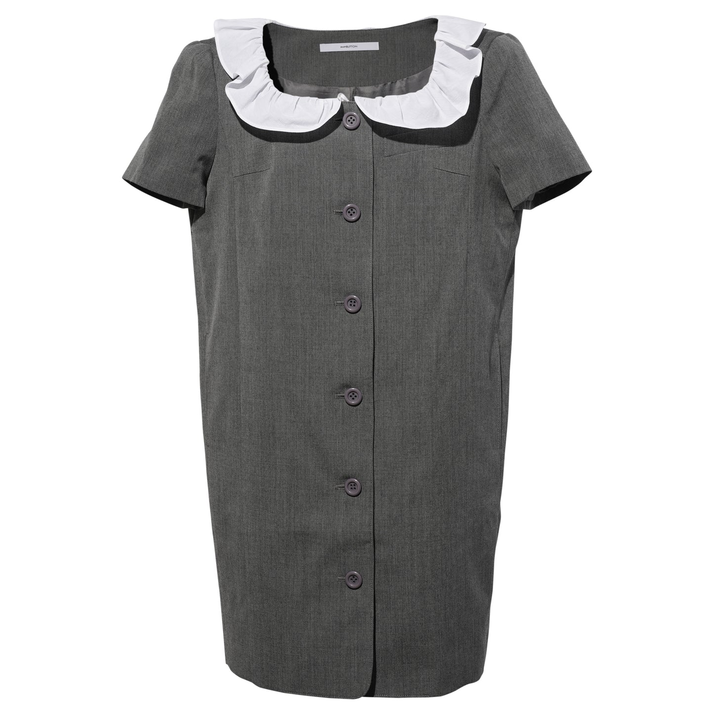 GRAY FRILLED NECK DRESS / GRAY