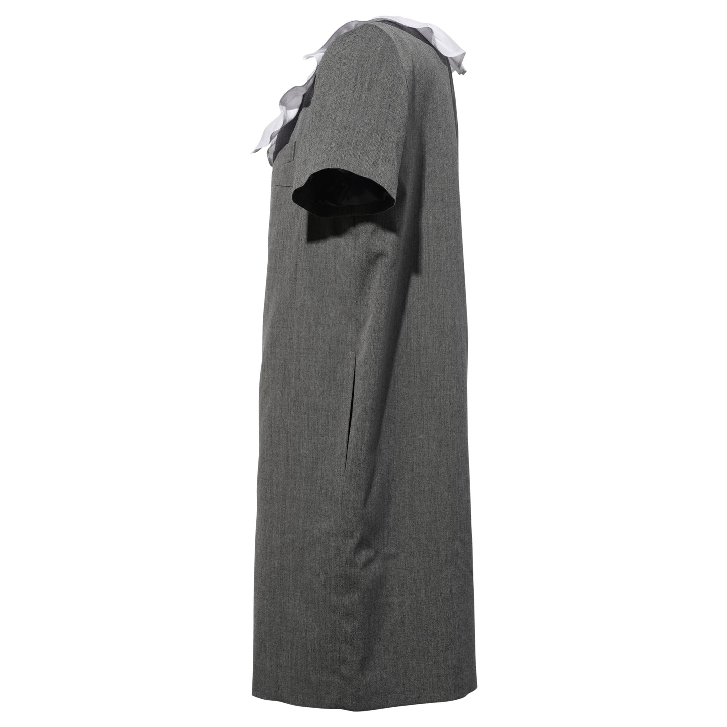 GRAY FRILLED NECK DRESS / GRAY