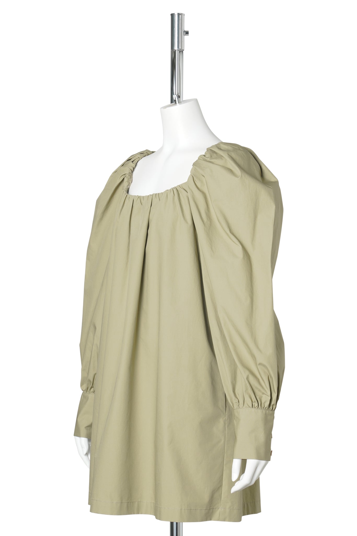 KHAKI SQUARED NECK MINI DRESS / LIGHT KHAKI