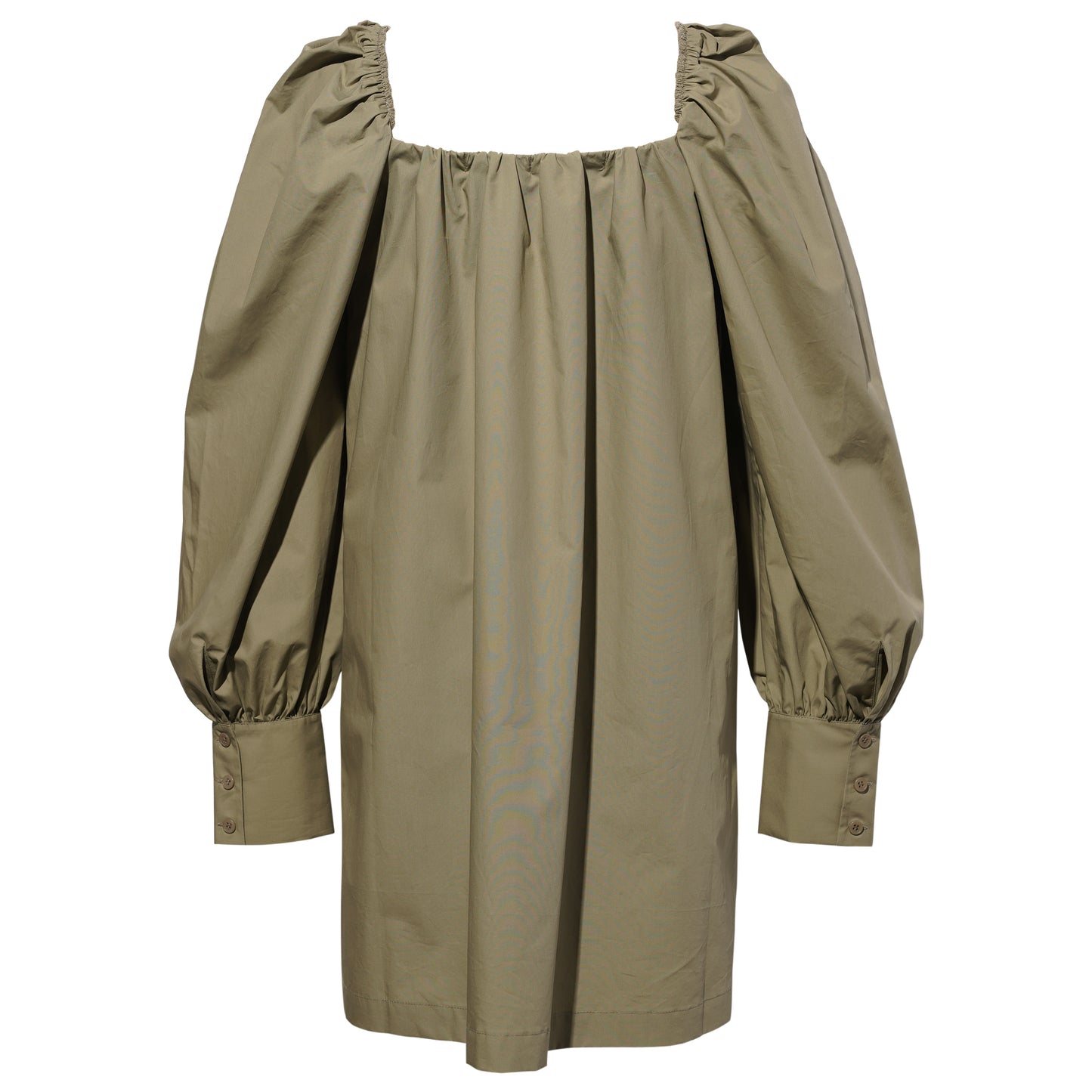 KHAKI SQUARED NECK MINI DRESS / LIGHT KHAKI