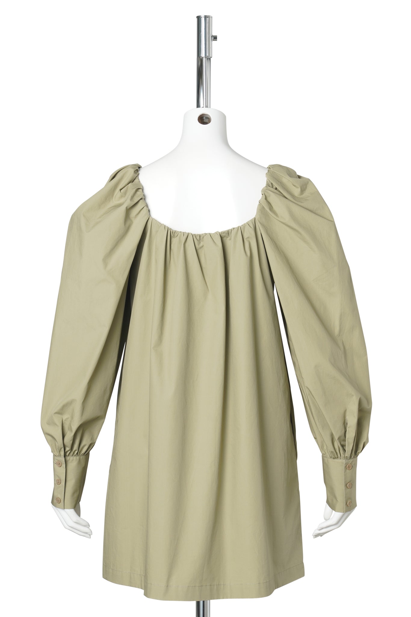 KHAKI SQUARED NECK MINI DRESS / LIGHT KHAKI