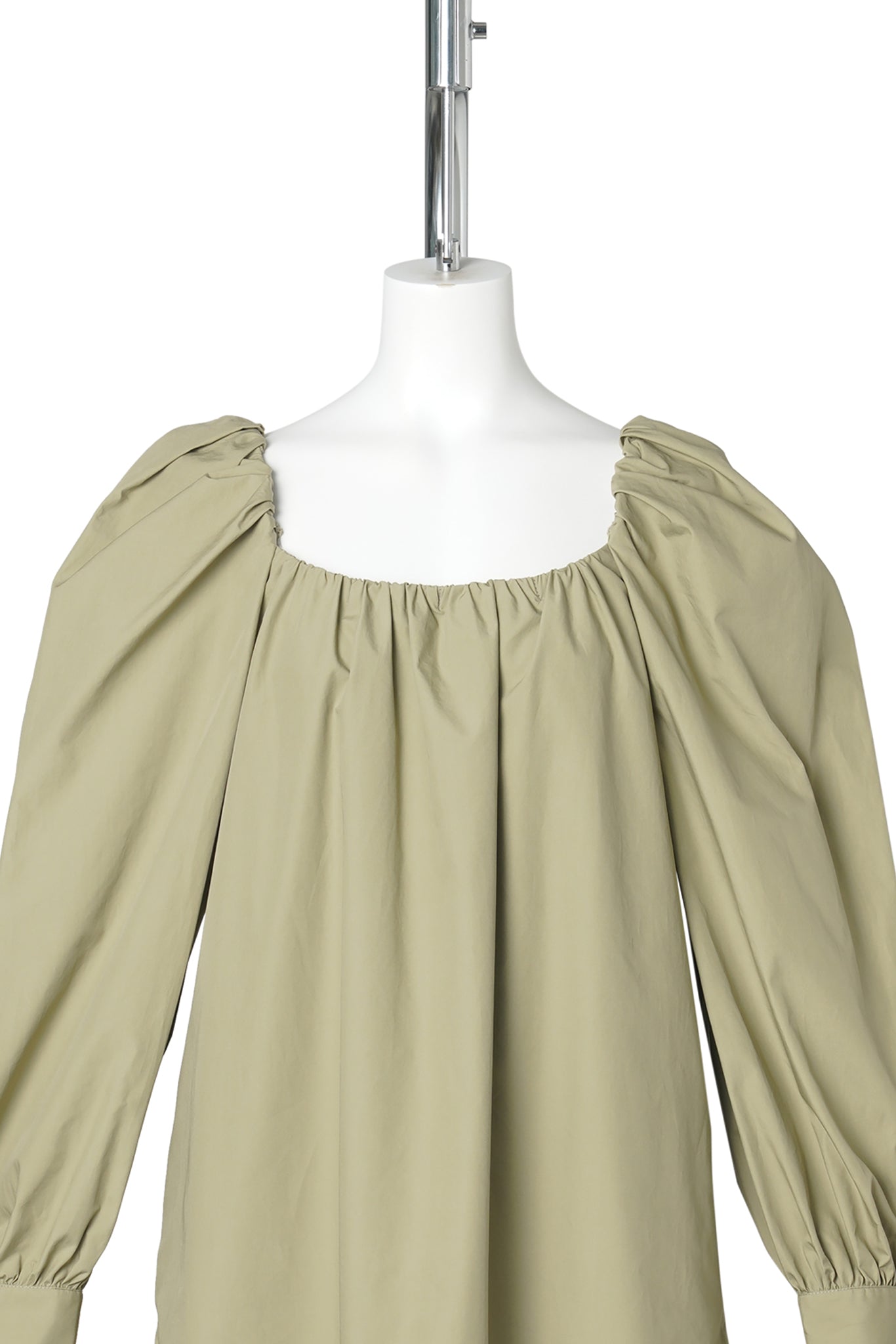 KHAKI SQUARED NECK MINI DRESS / LIGHT KHAKI