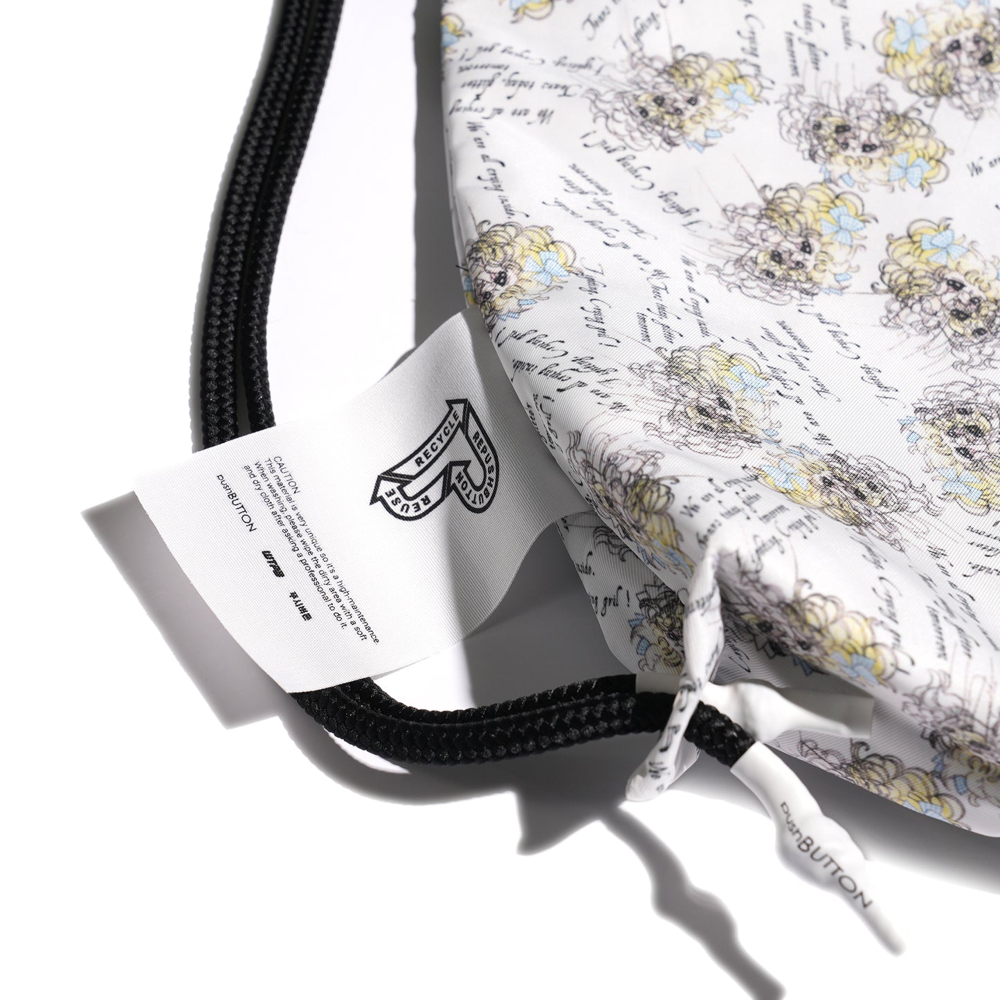 CRYING GIRL PRINTED GYM SACK / WHITE/PATTERN