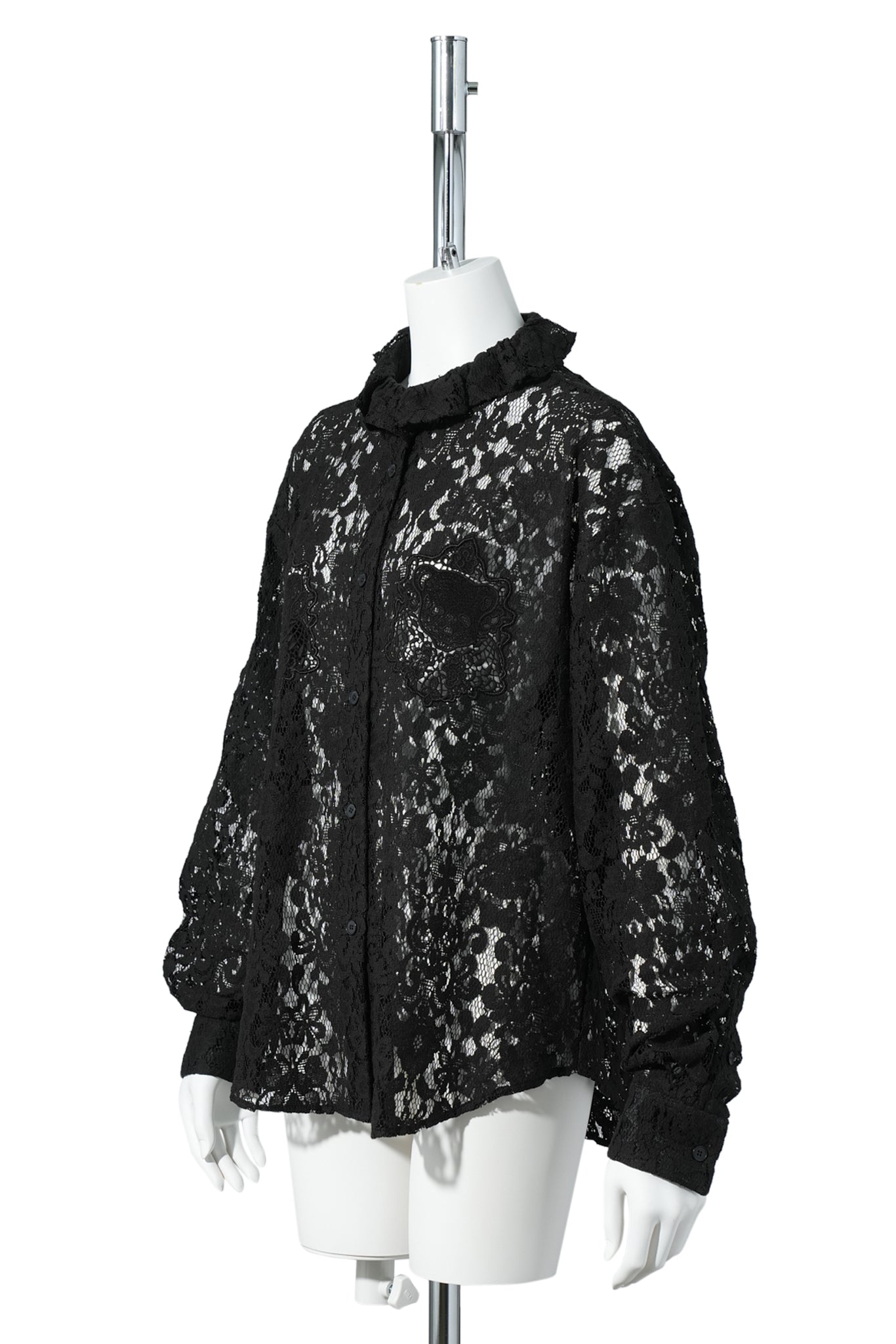 BLACK push-SKULL LACE SHIRT / BLACK