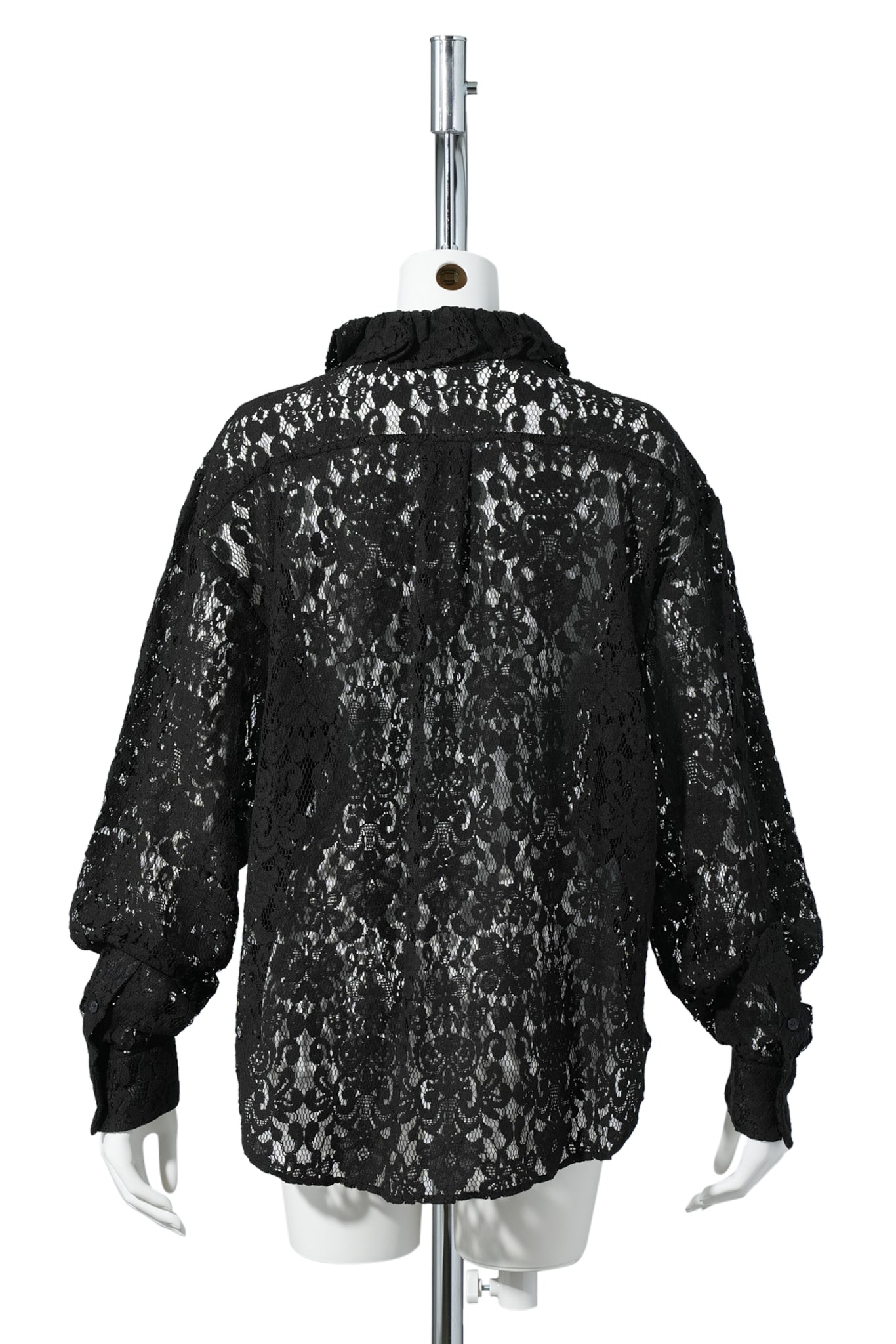 BLACK push-SKULL LACE SHIRT / BLACK