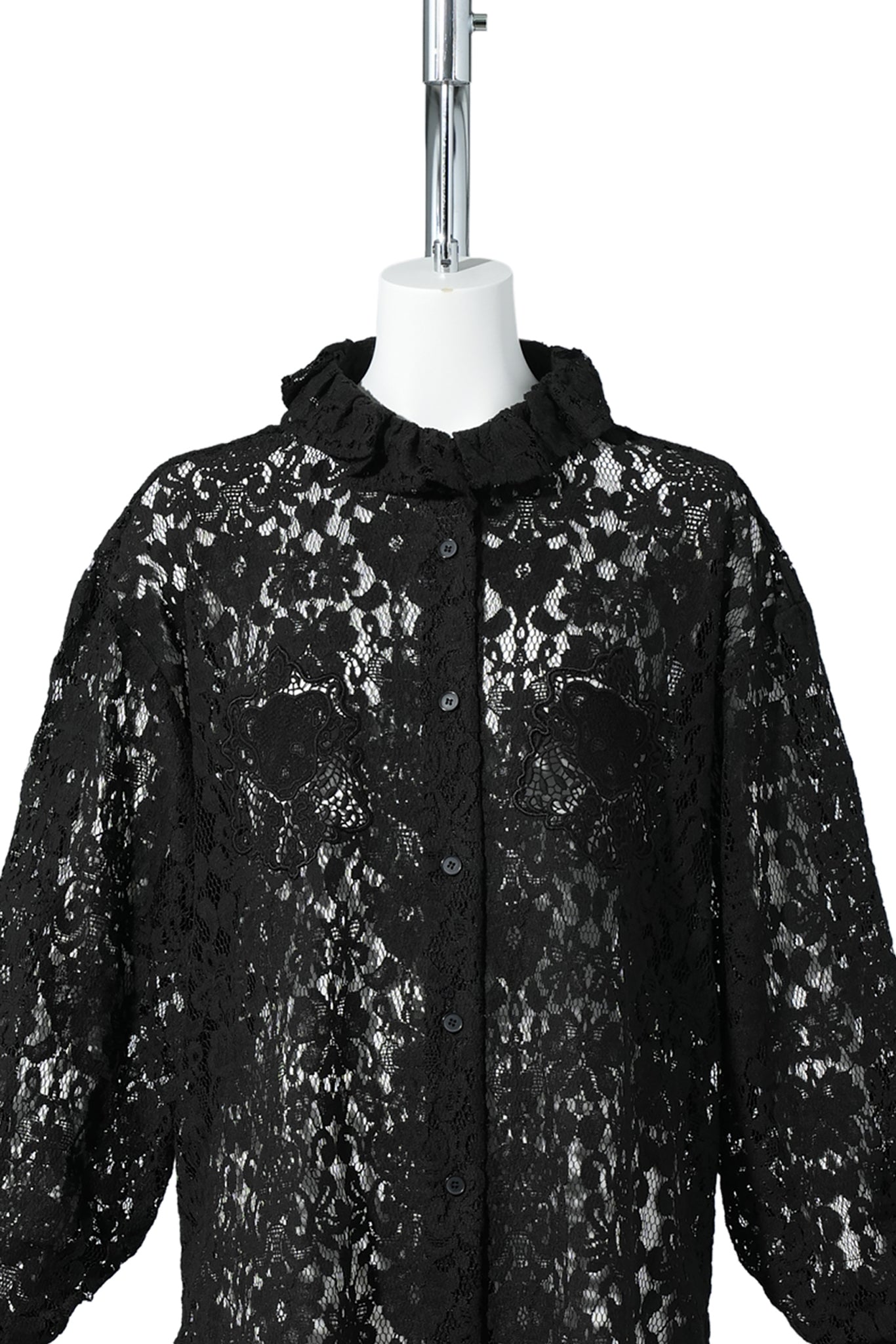 BLACK push-SKULL LACE SHIRT / BLACK