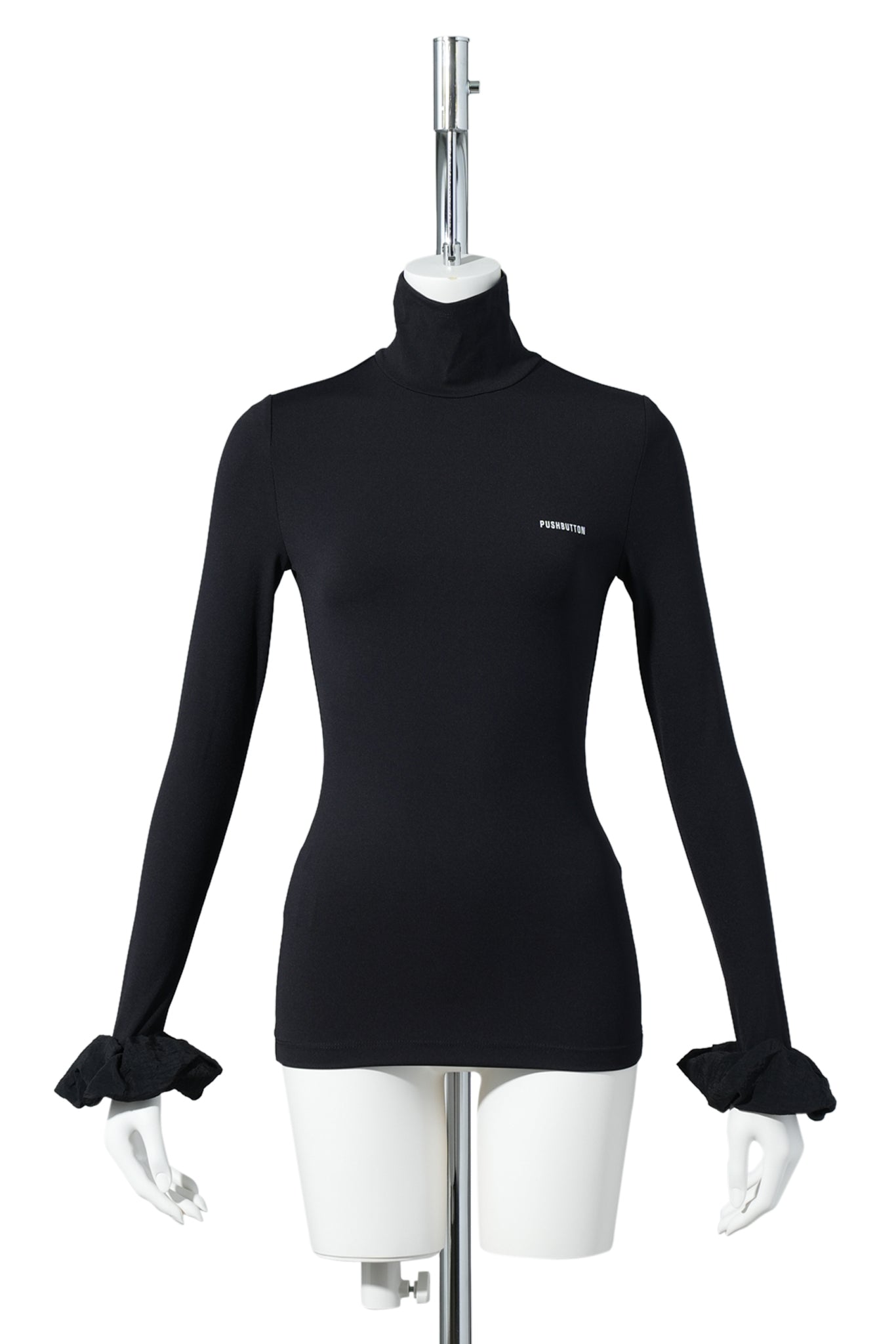 BLACK SCRUNCHIE SLEEVE JERSEY TOP / BLACK