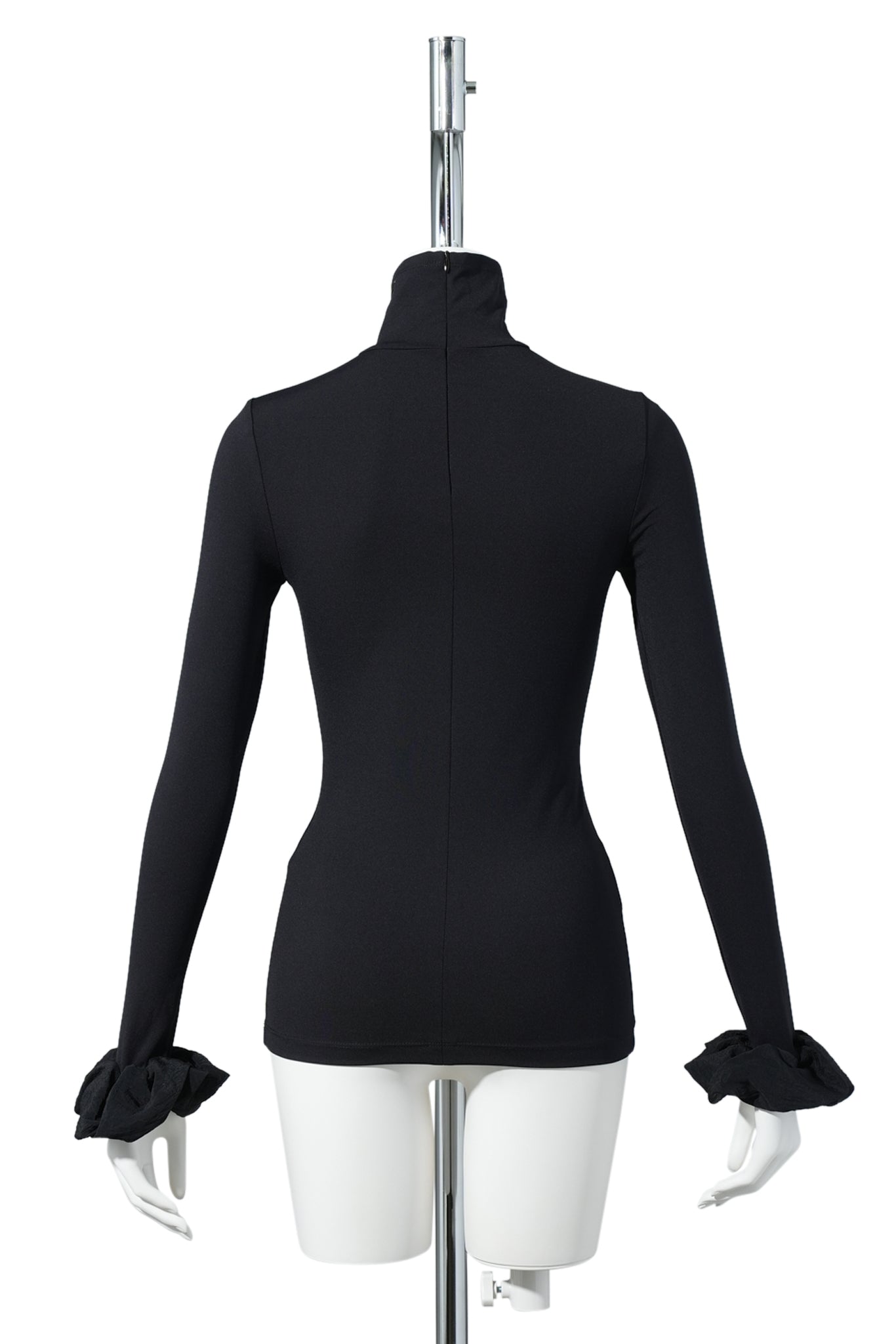 BLACK SCRUNCHIE SLEEVE JERSEY TOP / BLACK