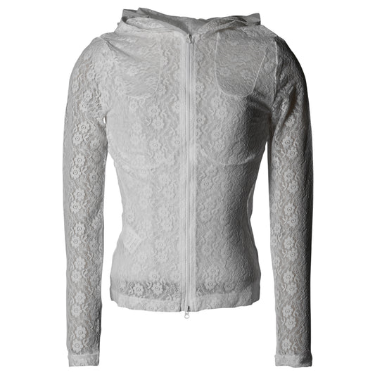 LACE ZIP-UP HOODIE / WHITE