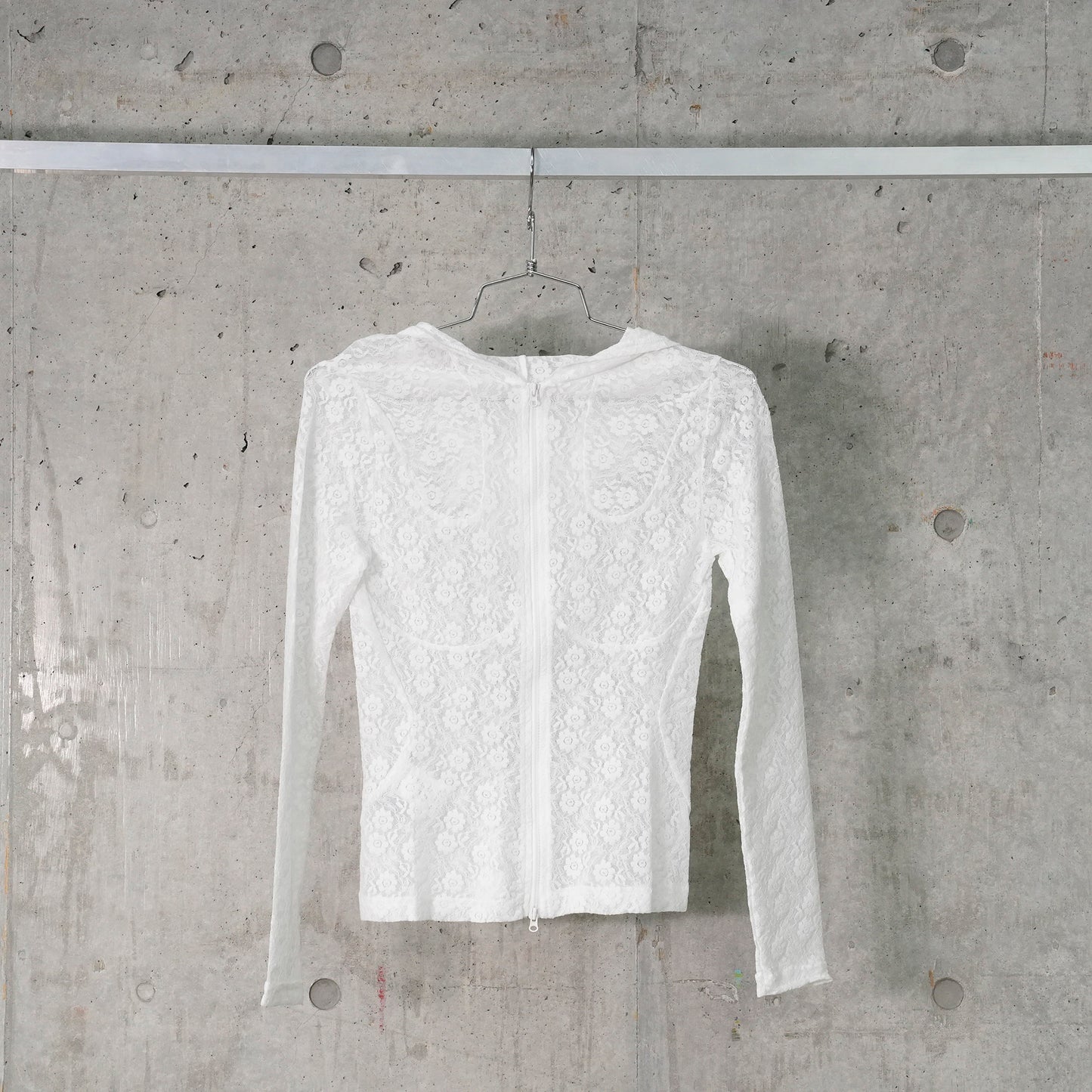 LACE ZIP-UP HOODIE / WHITE