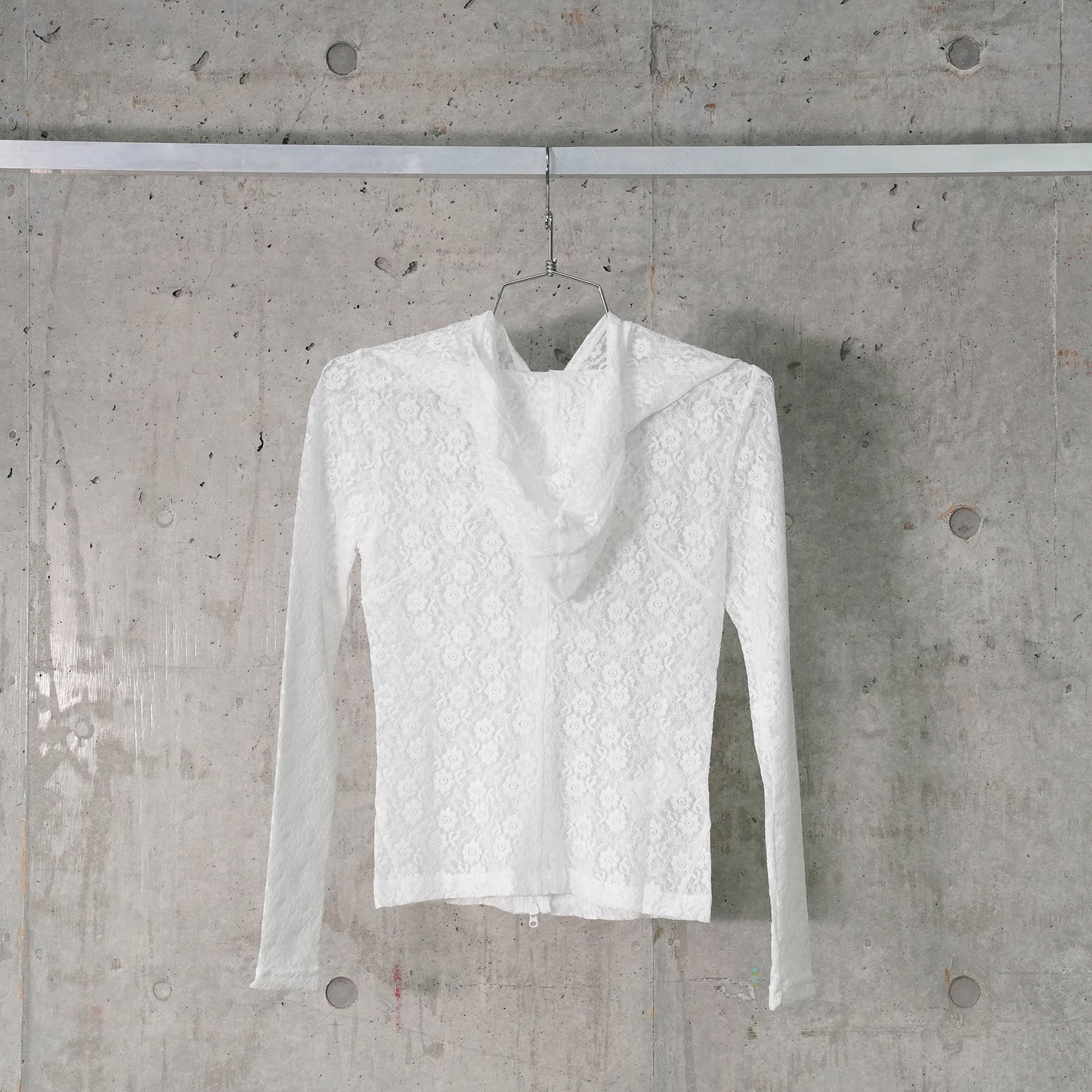 LACE ZIP-UP HOODIE / WHITE