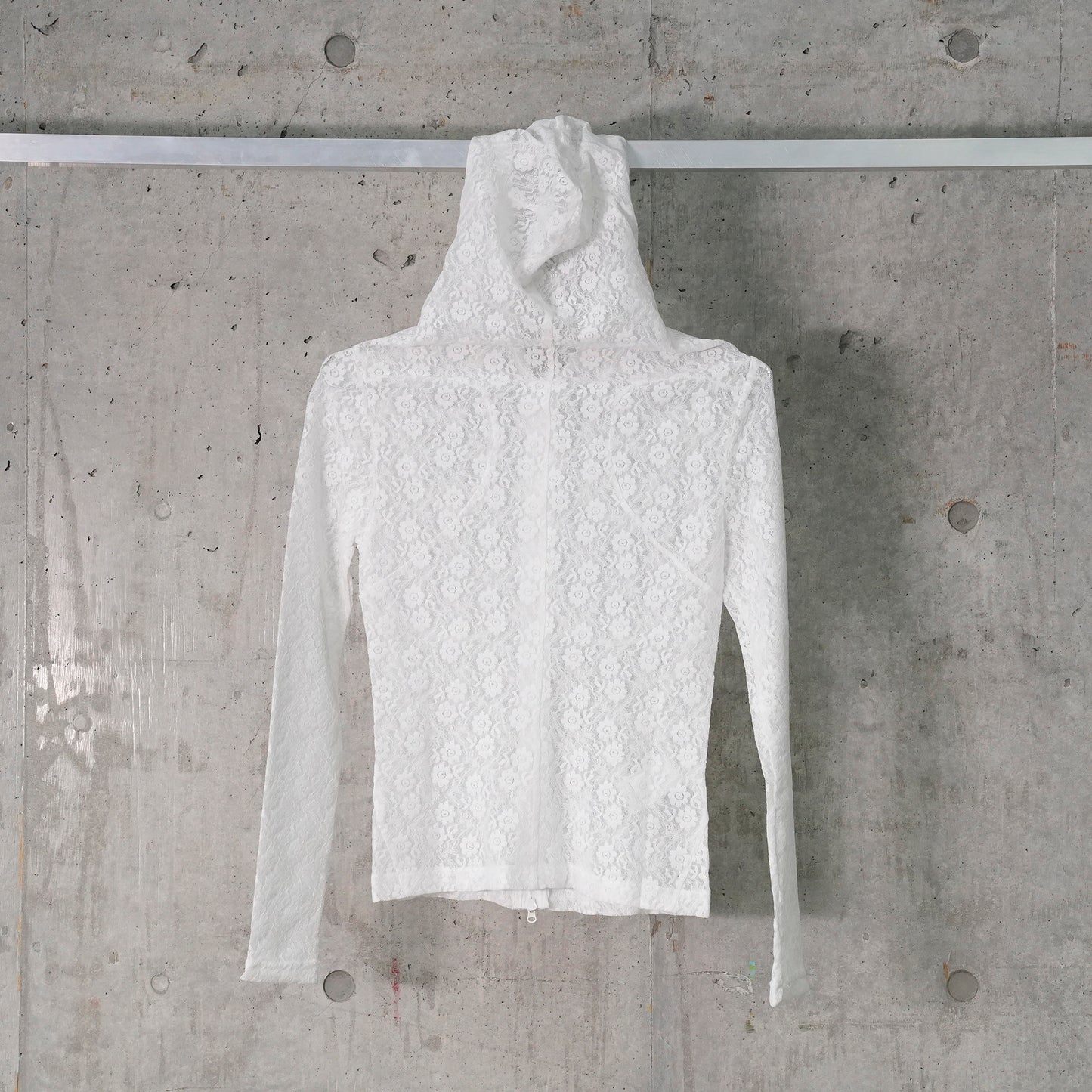 LACE ZIP-UP HOODIE / WHITE