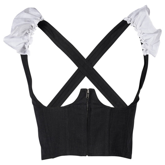 WITH WHITE FRILL BUSTIER / DARK GRAY