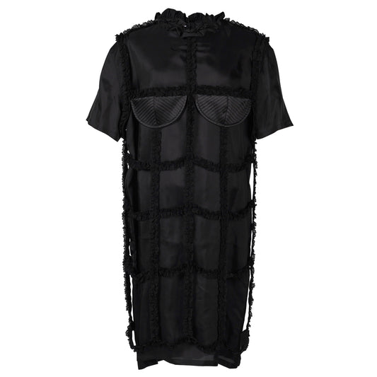 SHIRRING LACE LAYERED DRESS / BLACK