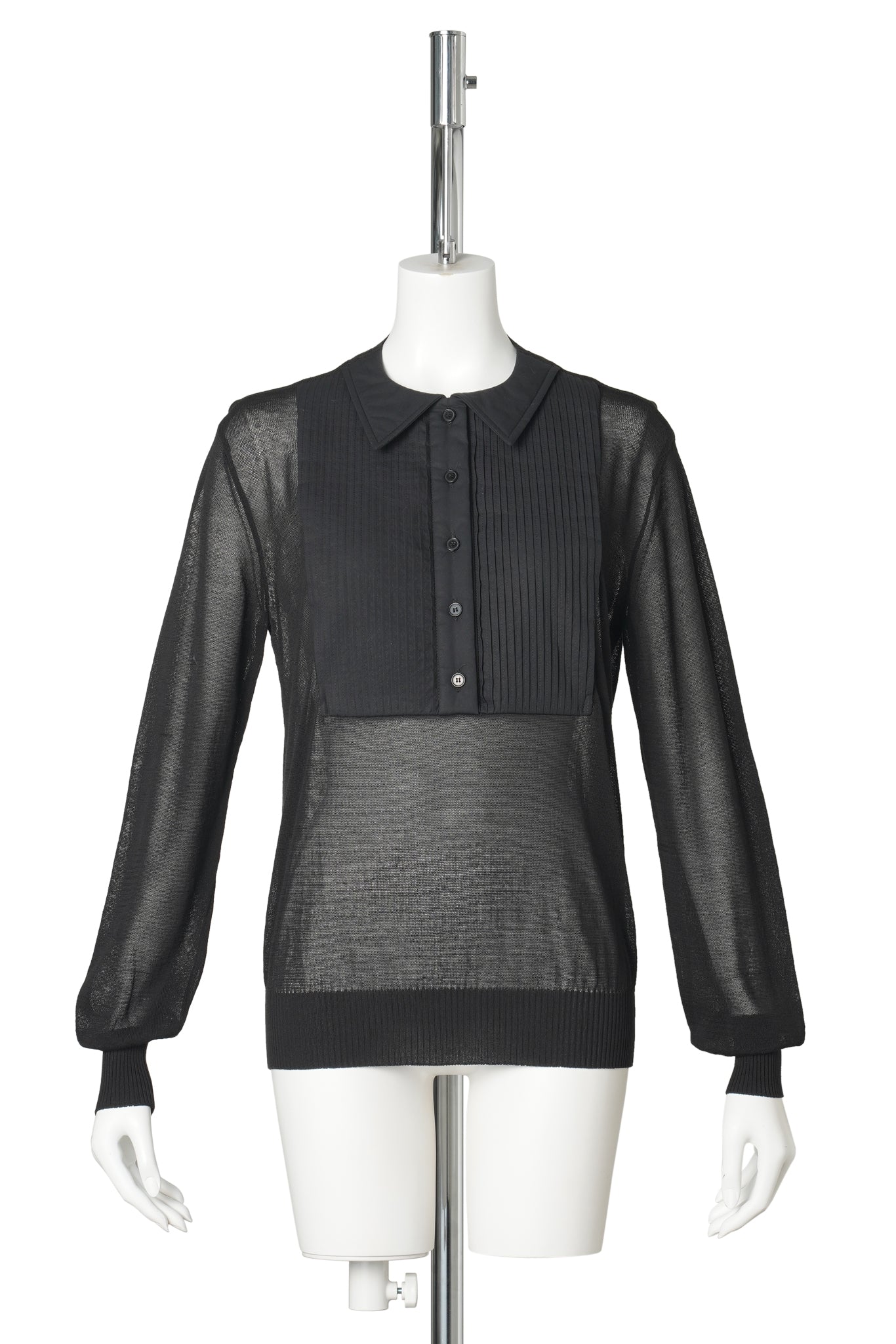 SHIRT LAYERED KNIT TOP / BLACK