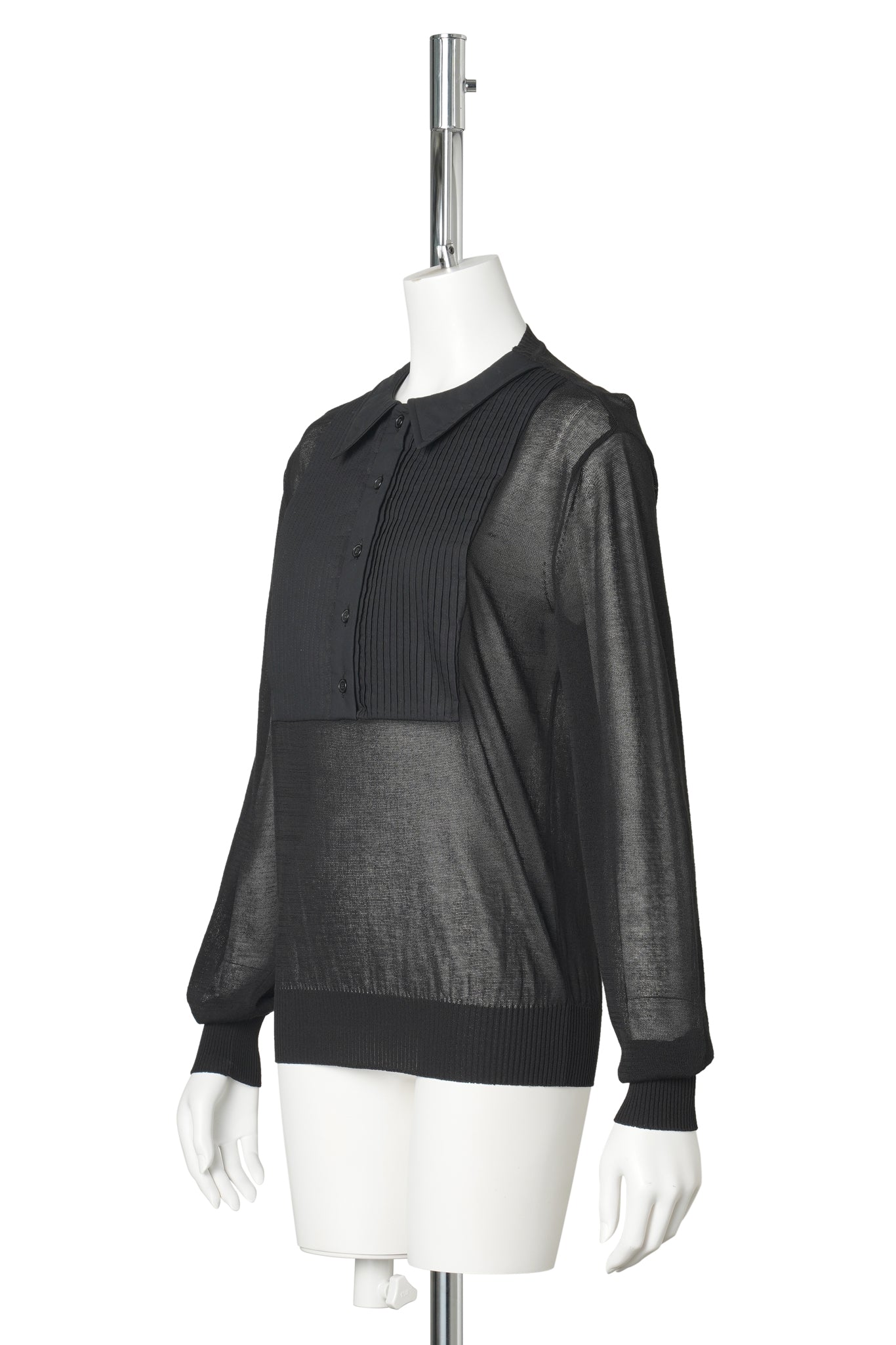 SHIRT LAYERED KNIT TOP / BLACK