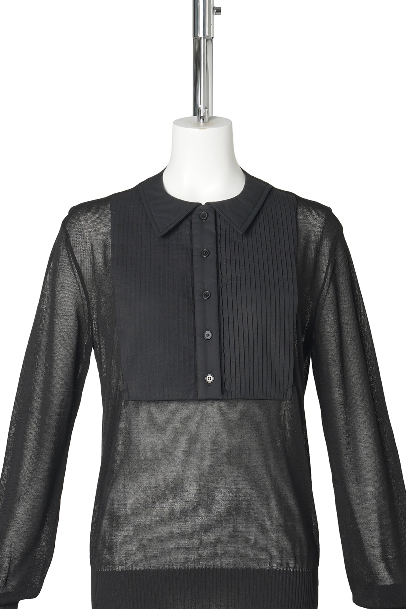 SHIRT LAYERED KNIT TOP / BLACK