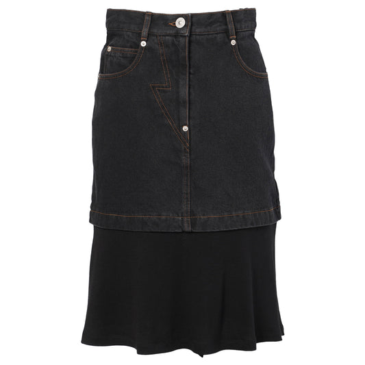 BLACK DETACHABLE DENIM SKIRT / BLACK